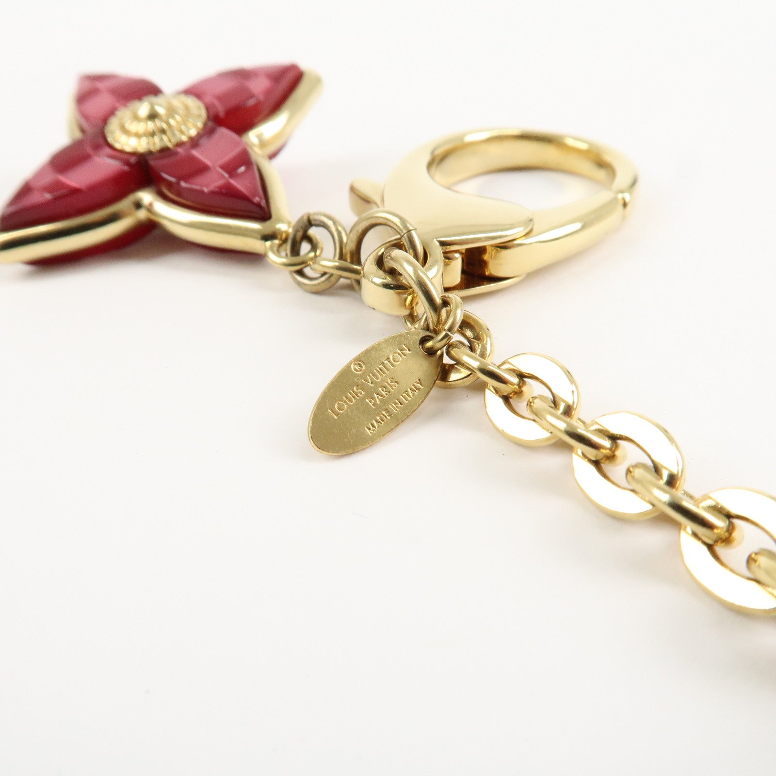 Louis Vuitton Bijou Sac Mosaic Bag Charm Flower Gold Pink M66882 Used