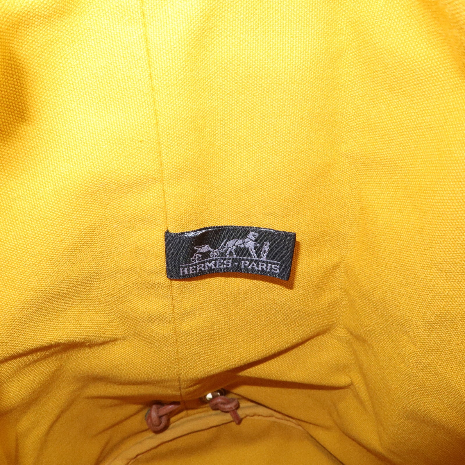 HERMES Porochon Mimil Canvas Leather PM Shoulder Bag Yellow