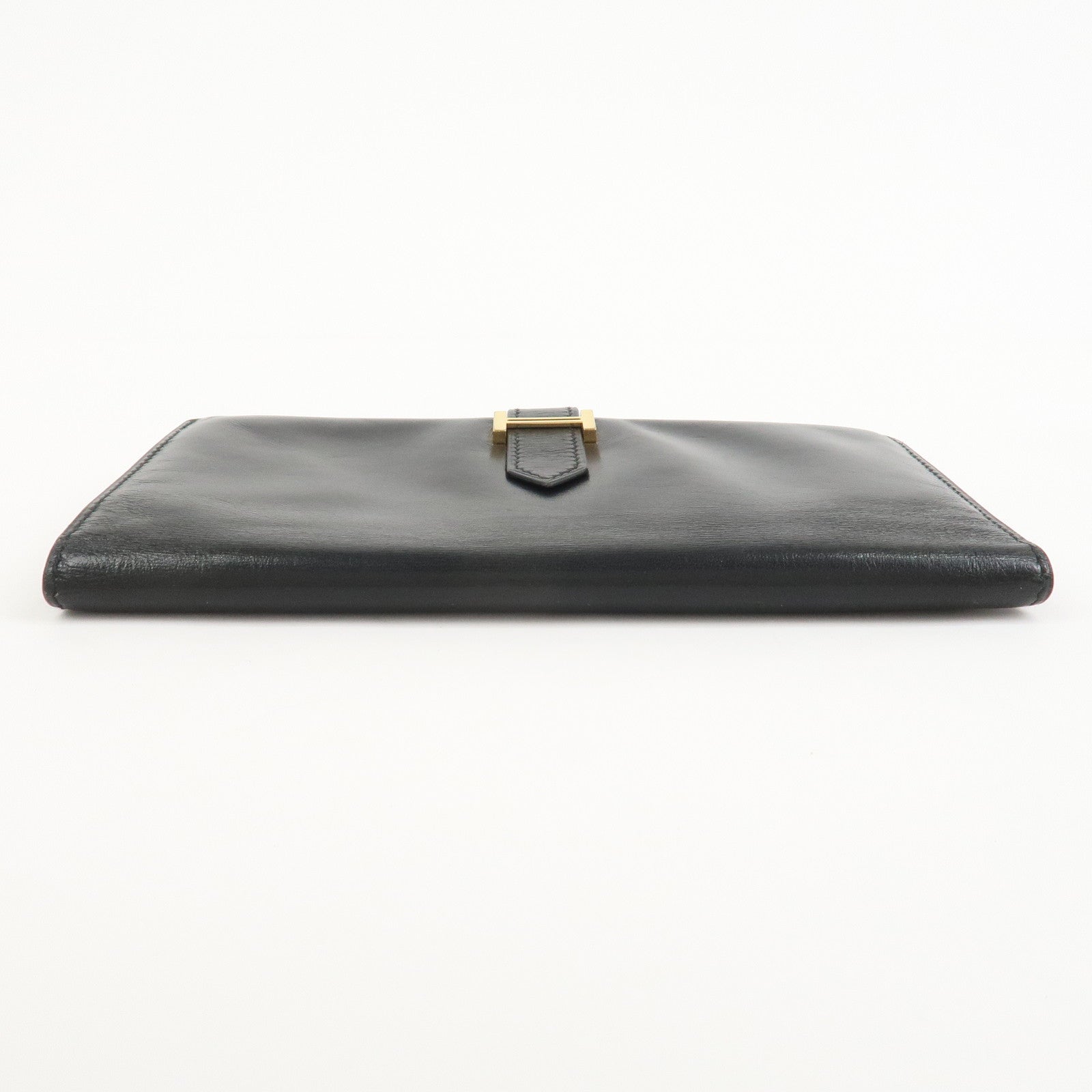 HERMES Bearn Classic Box Calf □E Stamped Bi-Fold Long Wallet Black