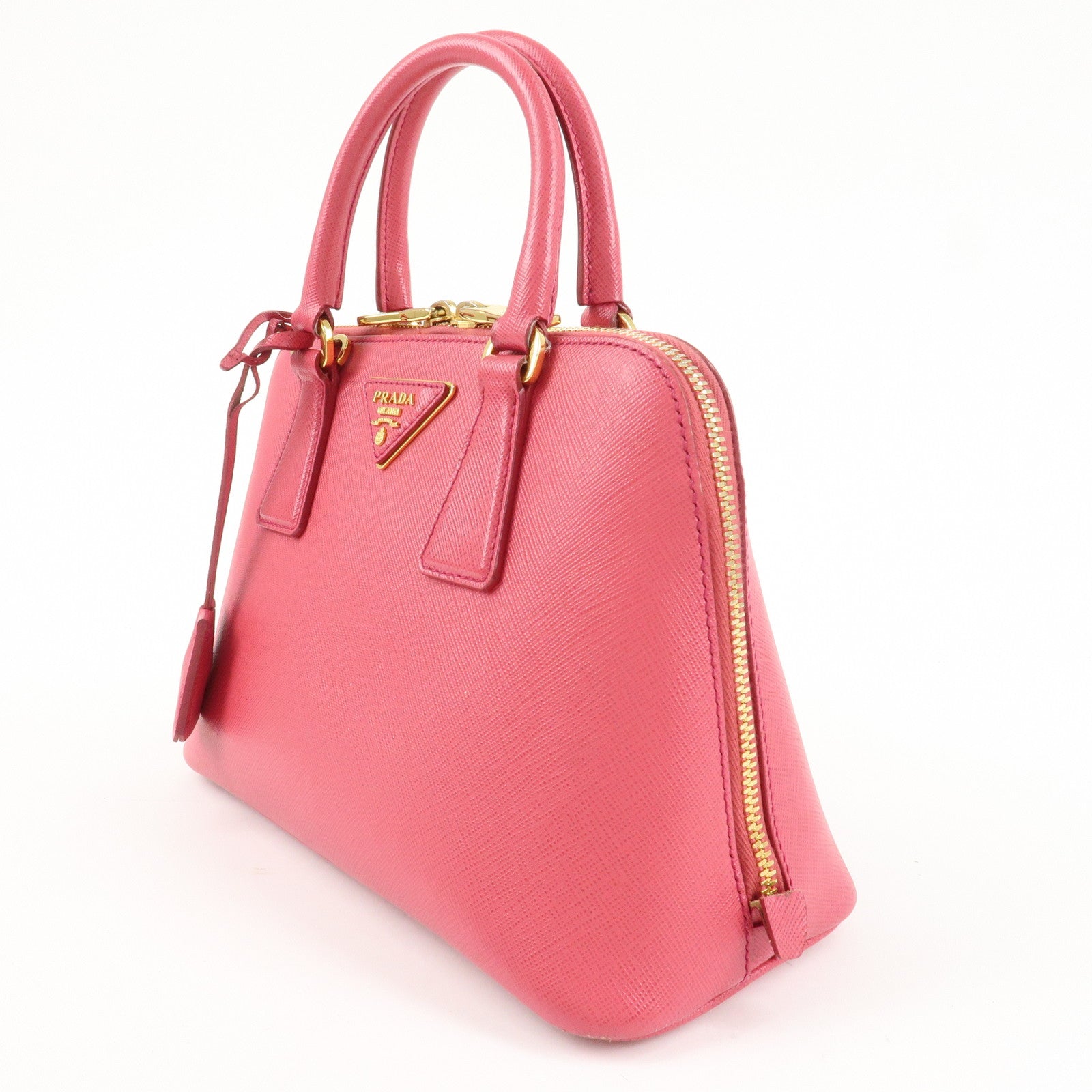 PRADA Promenade Small Saffiano Leather 2Way Bag Hand Bag Pink BL0838 Used