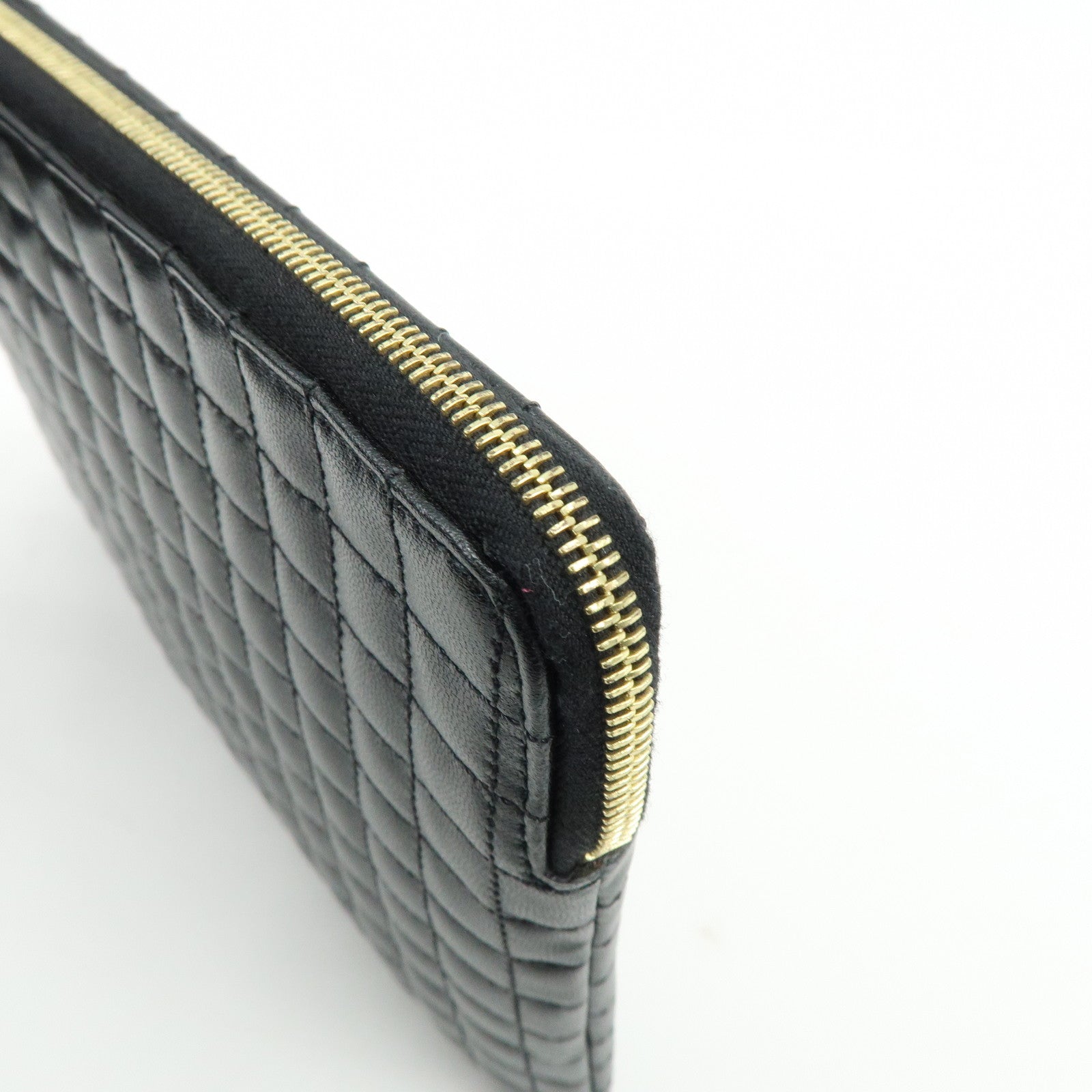 CELINE C Charm Leather Clutch Bag Pouch Black