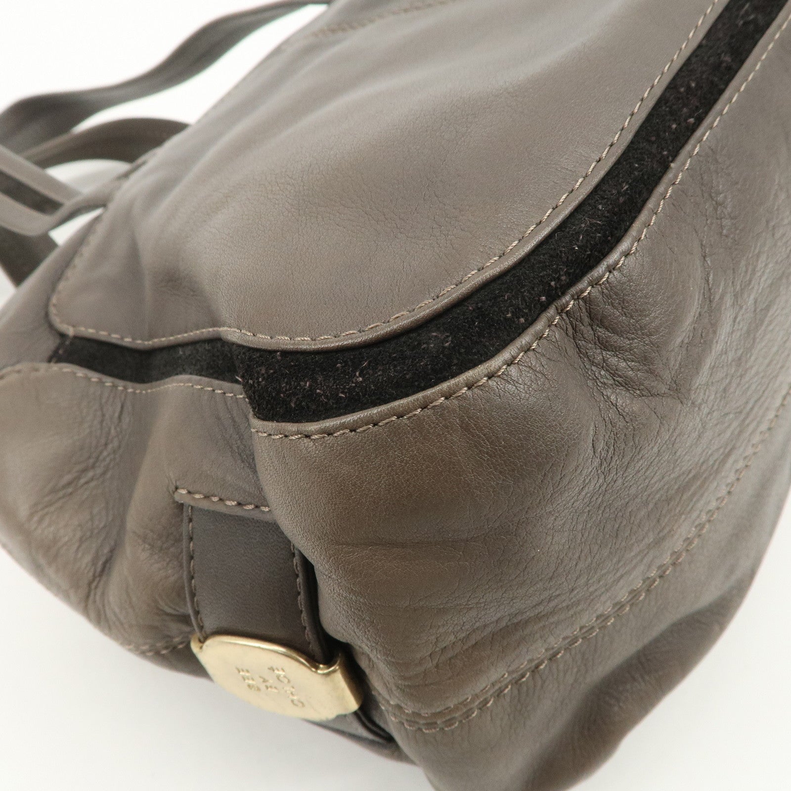 Chloe See by Chloe Leather Shoulder Bag Hand Bag Ribbon Brown