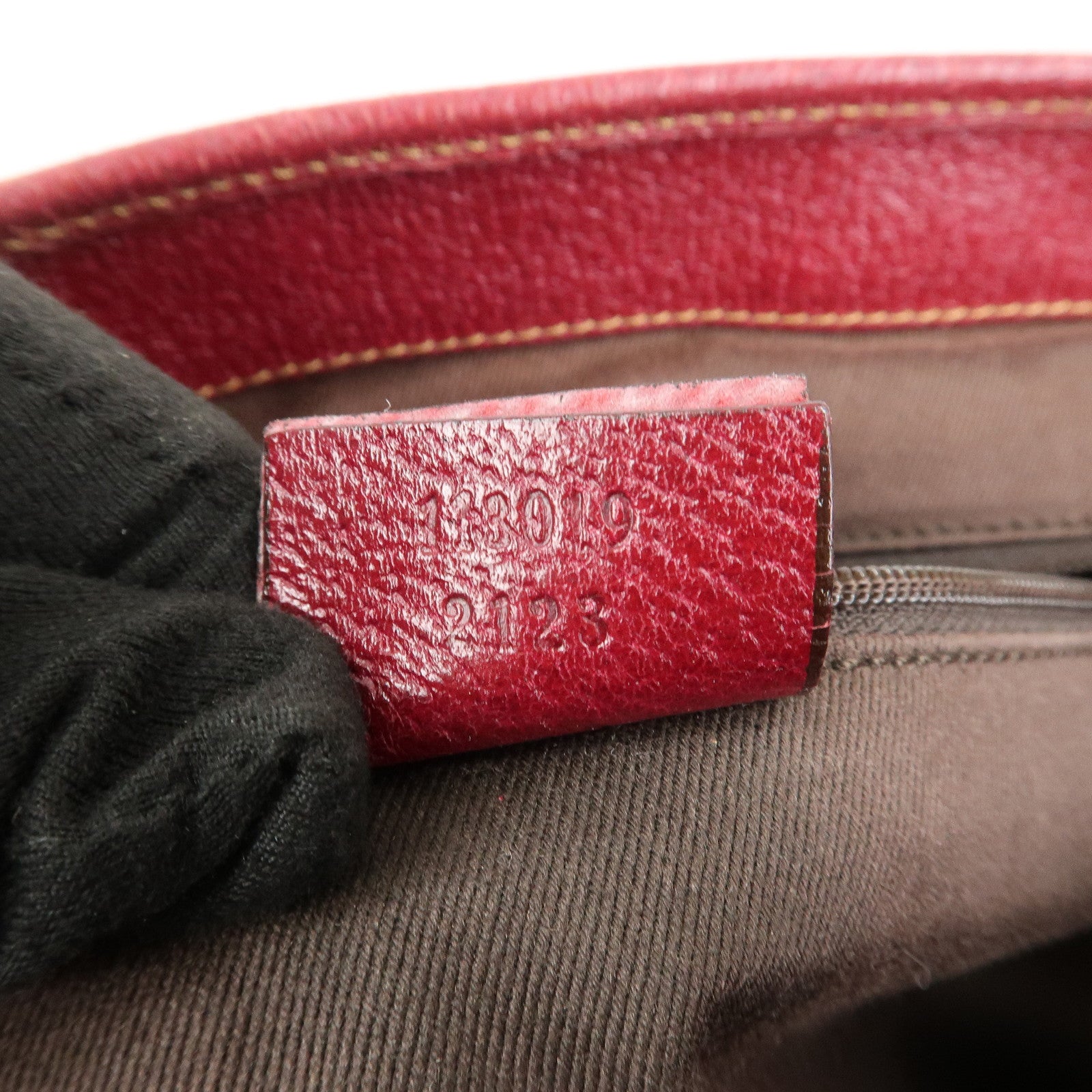 GUCCI GG Canvas Leather Hand Bag Tote Bag Beige Red 113019