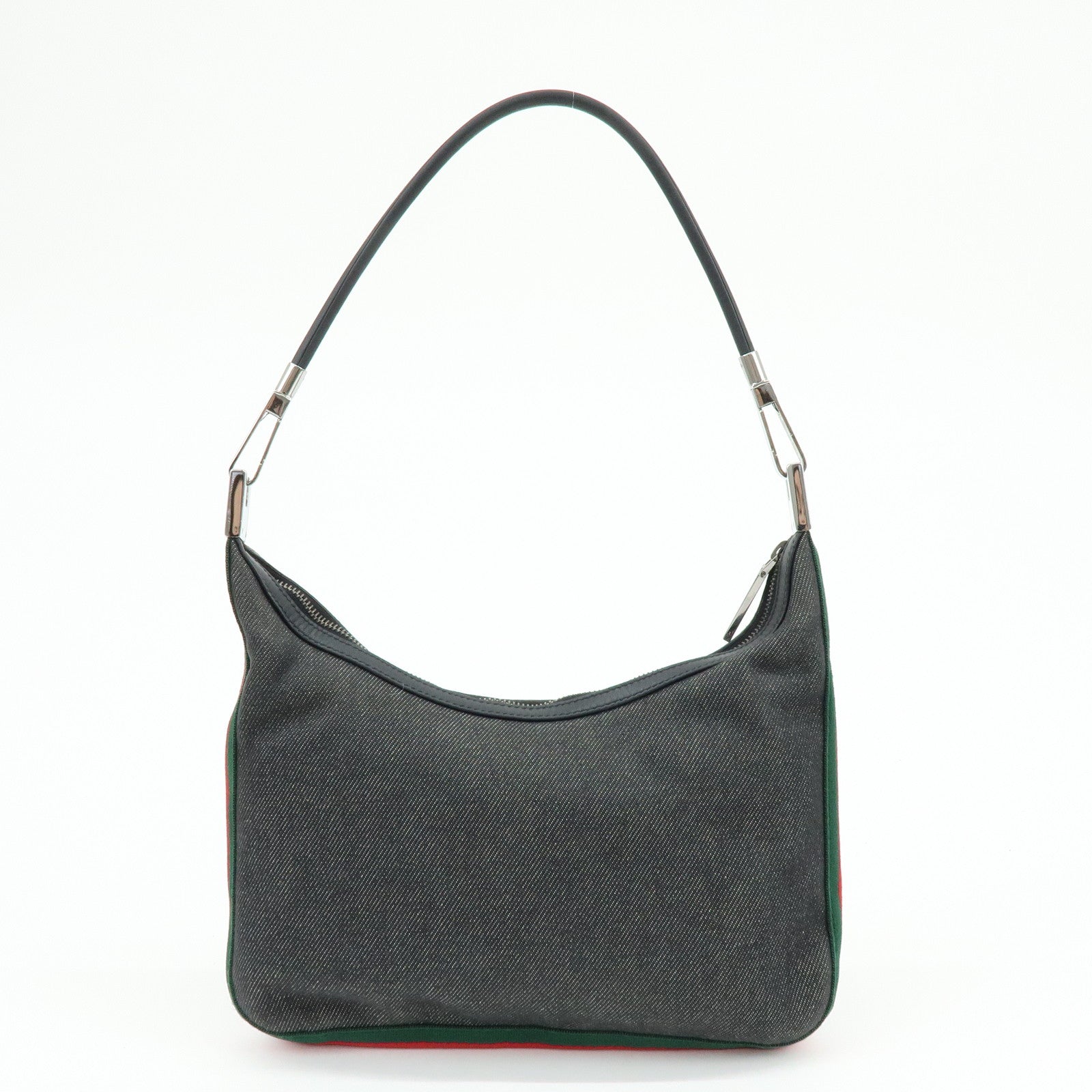 GUCCI Sherry Denim Leather Shoulder Bag Hand Bag Navy 01233