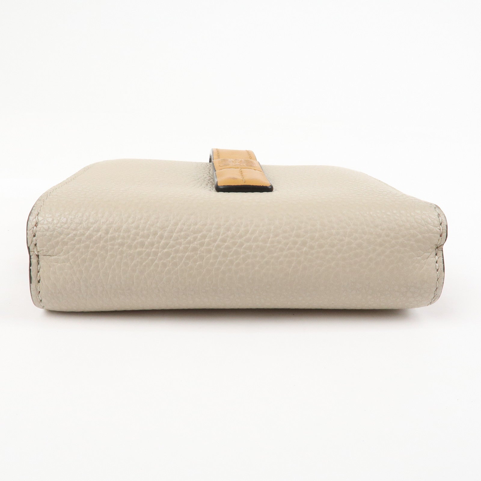 LOEWE Anagram Soft Grain Calf Compact Wallet Light Oats Honey