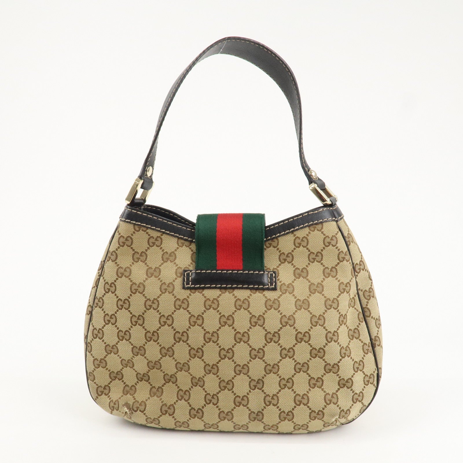 GUCCI Sherry Line GG Canvas Leather Shoulder Bag Beige 233608 Used