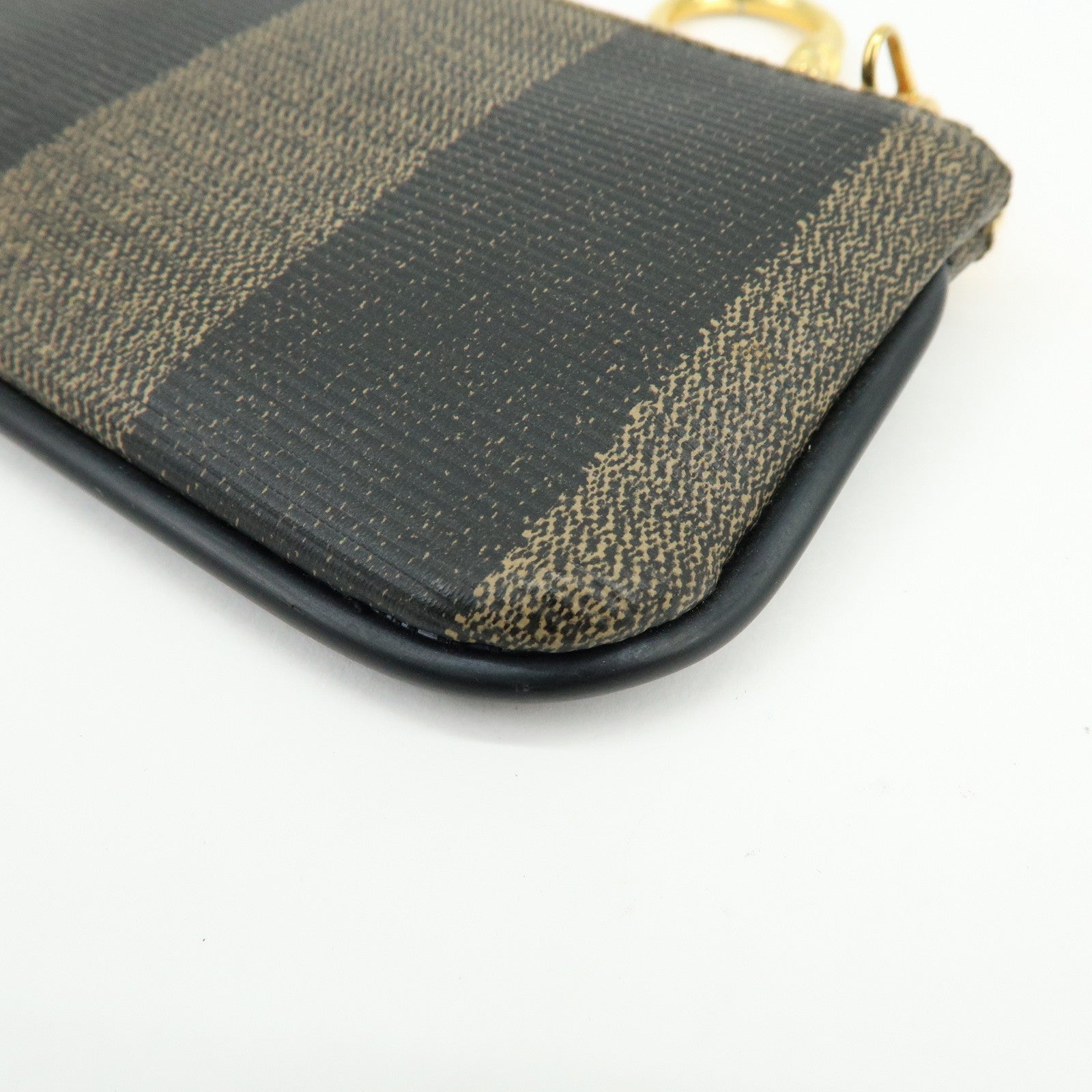 FENDI Pequin PVC Coated Canvas Coin Case Black Beige