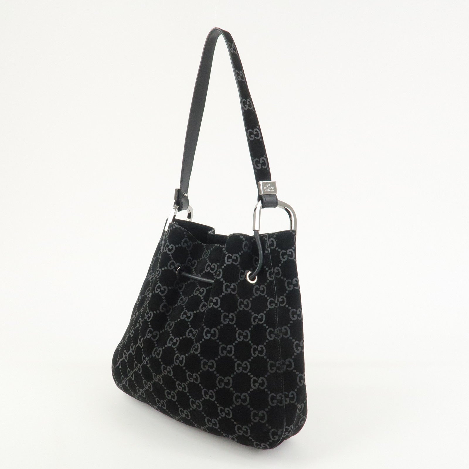 GUCCI GG Suede Shoulder Bag Hand Bag Black 001・3748