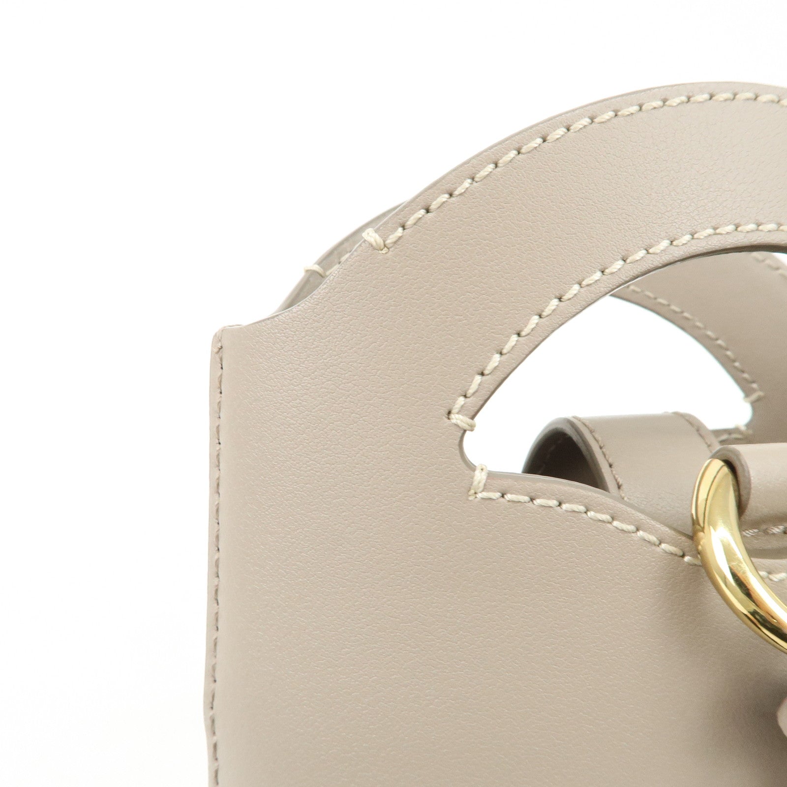 Chloe Leather Small Phone Pouch Hand Bag Shoulder Bag Greige