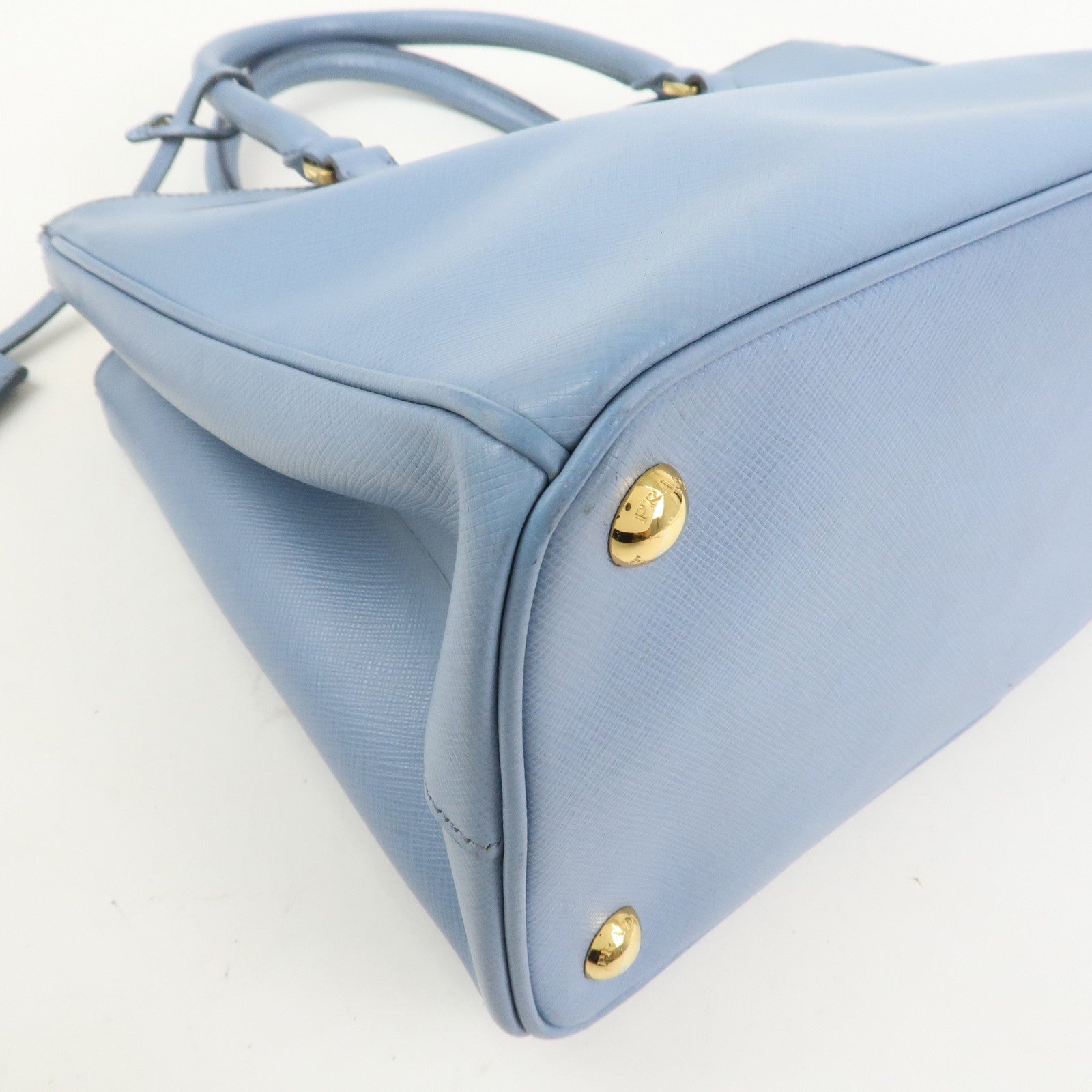 PRADA Triangle Logo Galleria 2Way Bag Shoulder Bag Light Blue BN2863