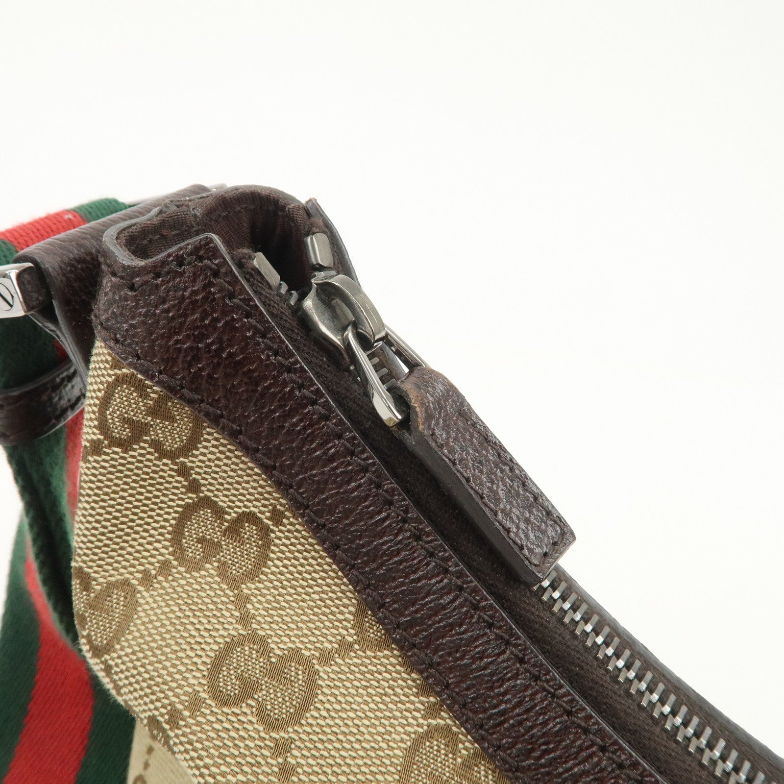 GUCCI Sherry GG Canvas Leather Shoulder Bag Crossbody Bag 181092