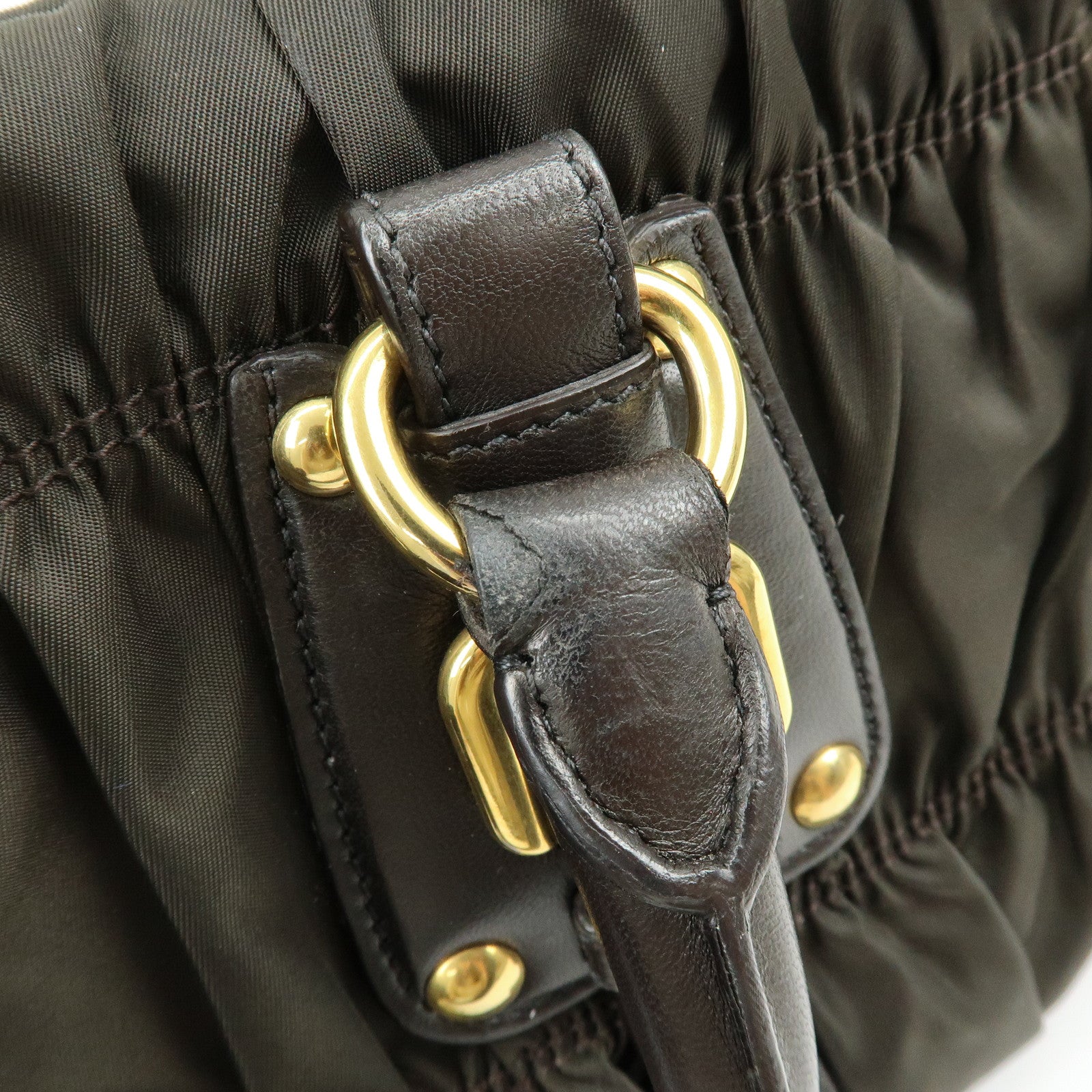 PRADA Nylon 2Way Bag Hand Bag Shoulder Bag Khaki Brown BN2346