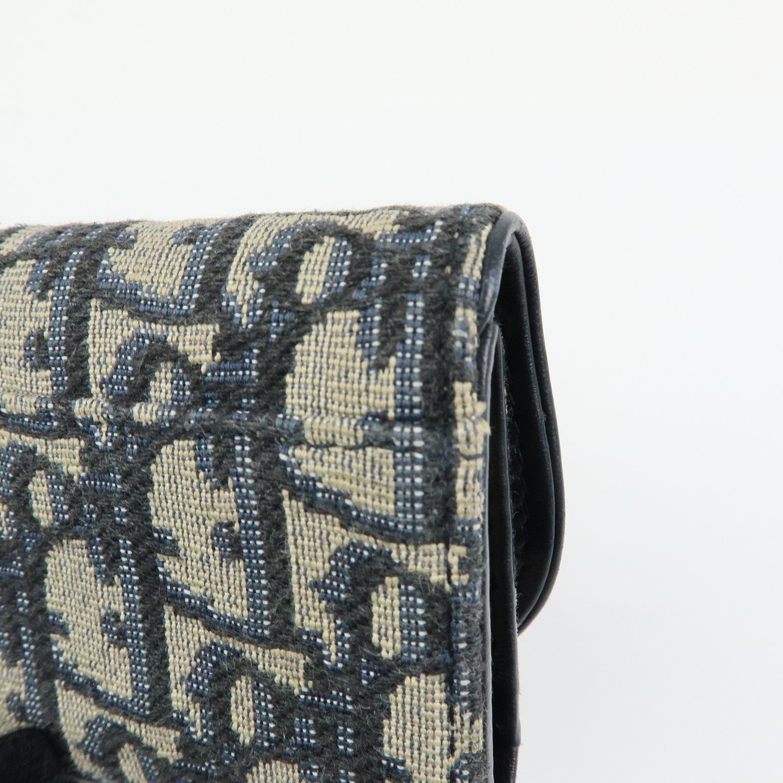 Christian Dior Saddle Oblique Jacquard Canvas Key Case Navy