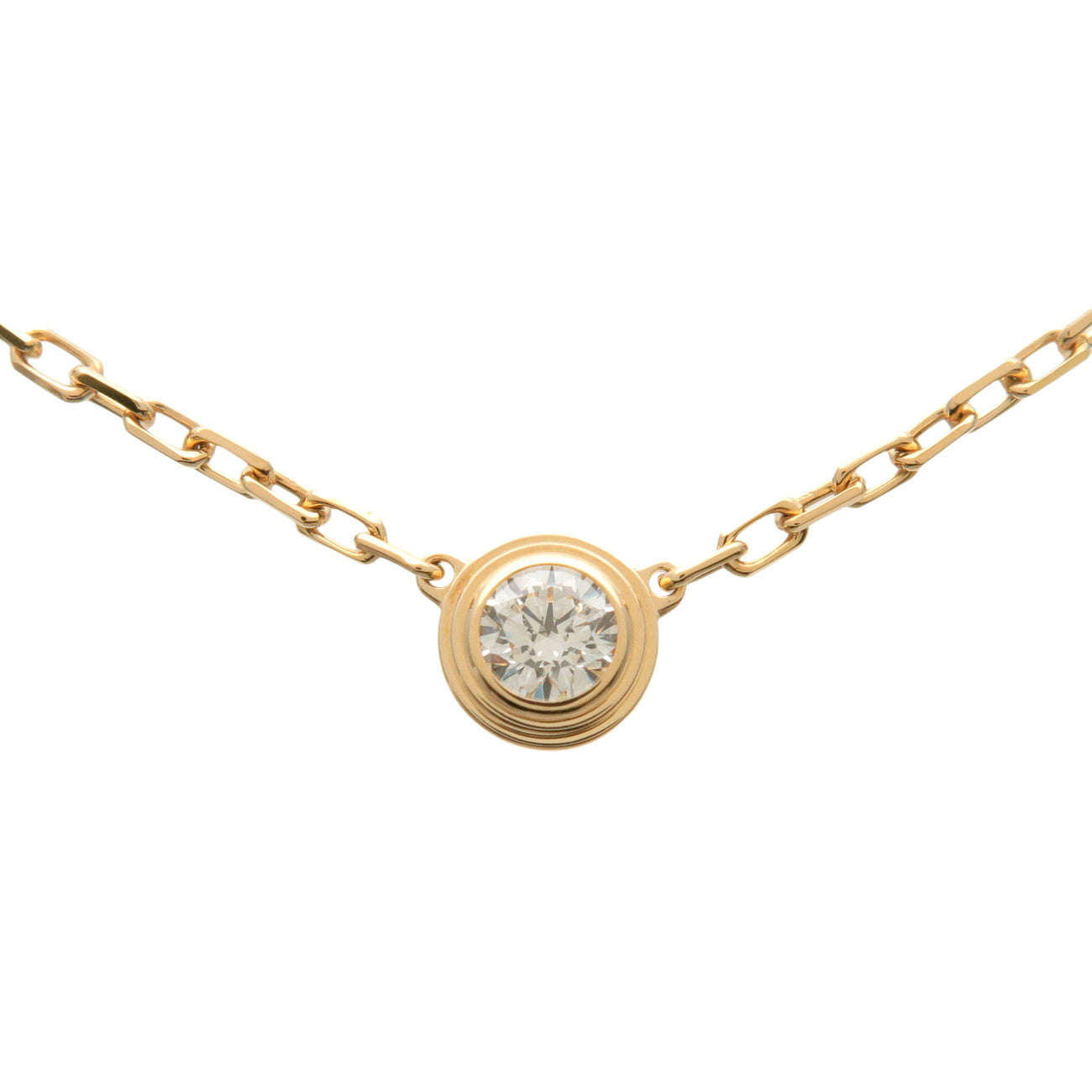 Cartier D'amour 1P Diamond Necklace SM K18 750YG Yellow Gold