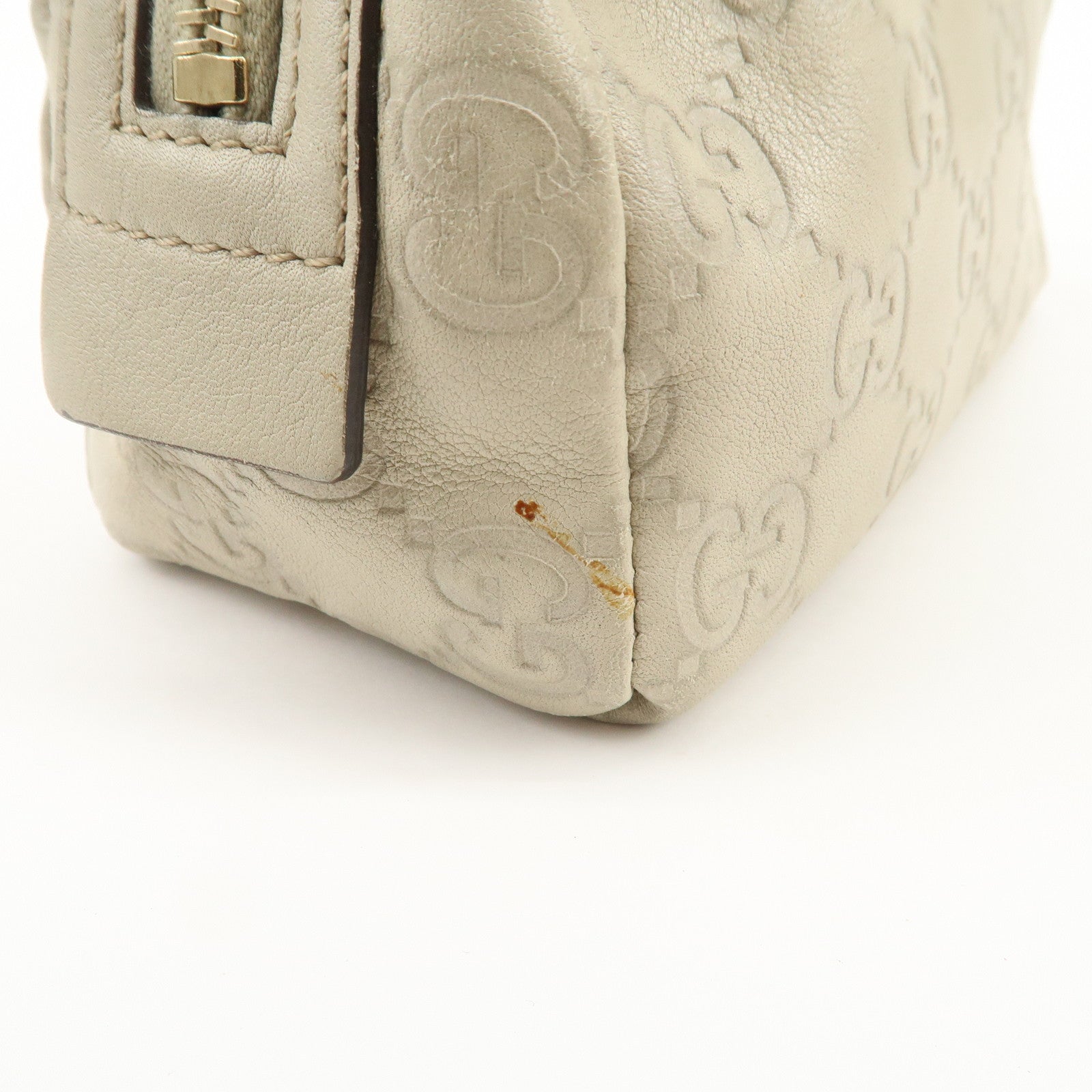 GUCCI Guccissima Leather Pouch Cosmetic Pouch Purse Ivory 153228