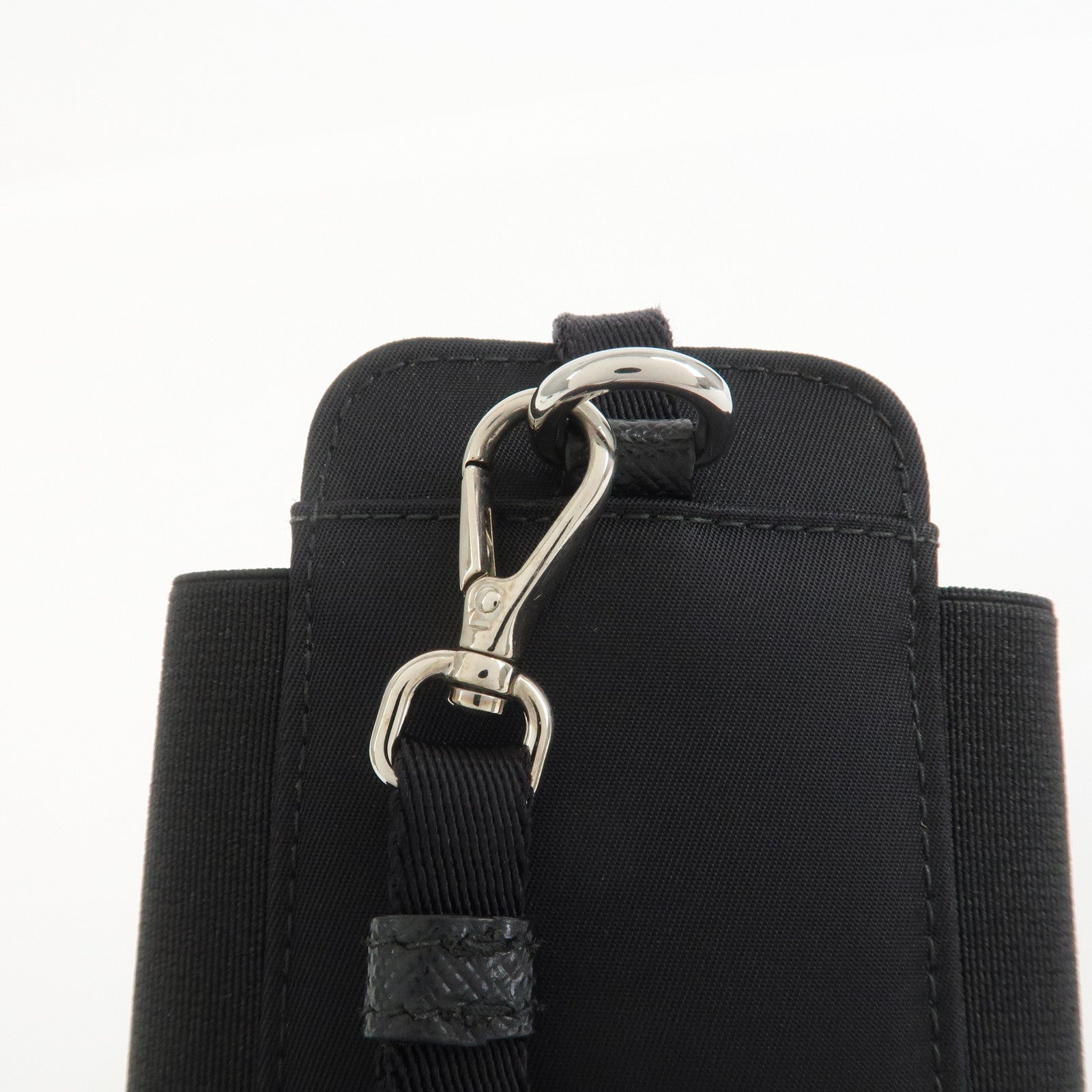 PRADA Triangle Logo Nylon Leather Phone Case Black 1ZT023