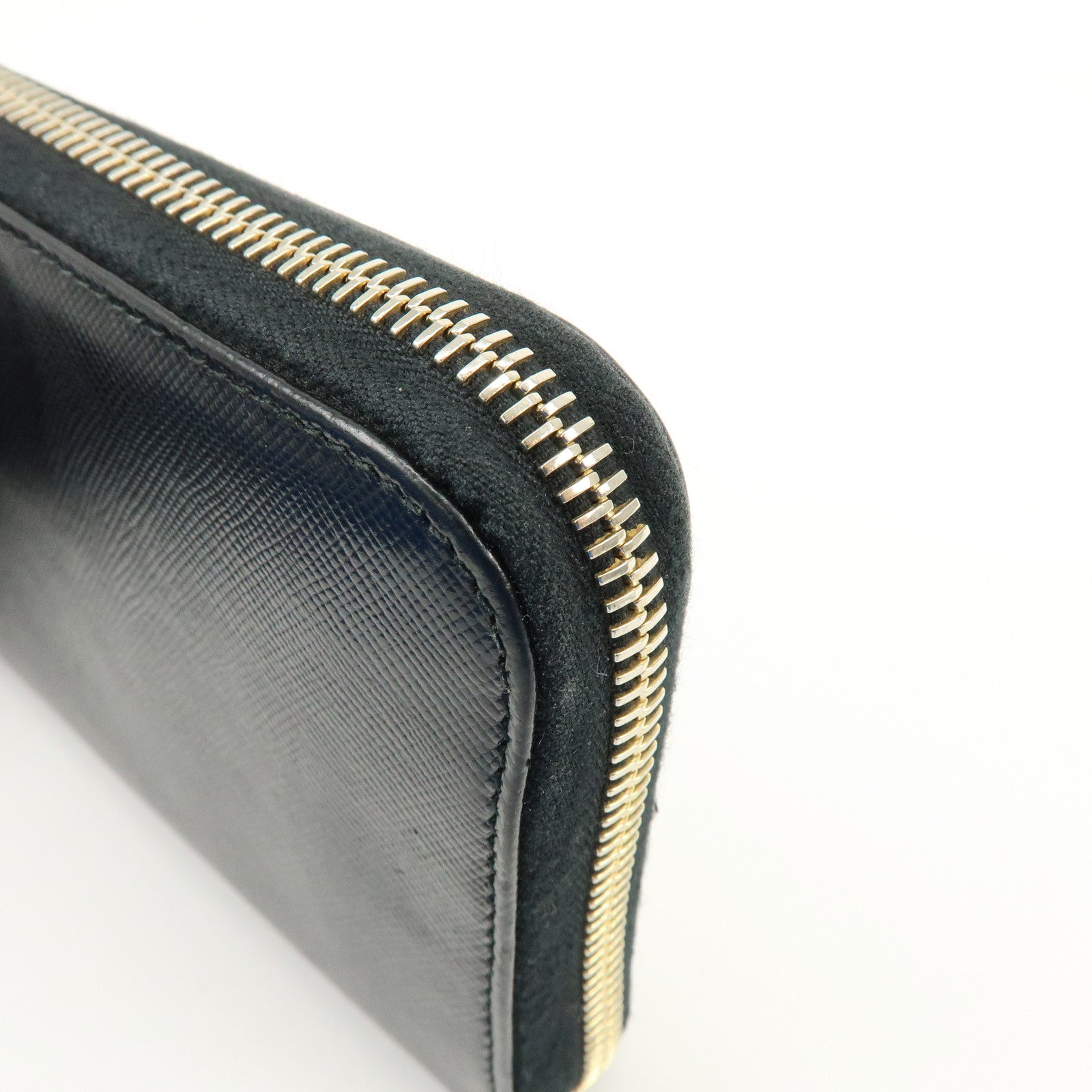 PRADA Saffiano Leather Round Zippy Long Wallet Black 1M0506