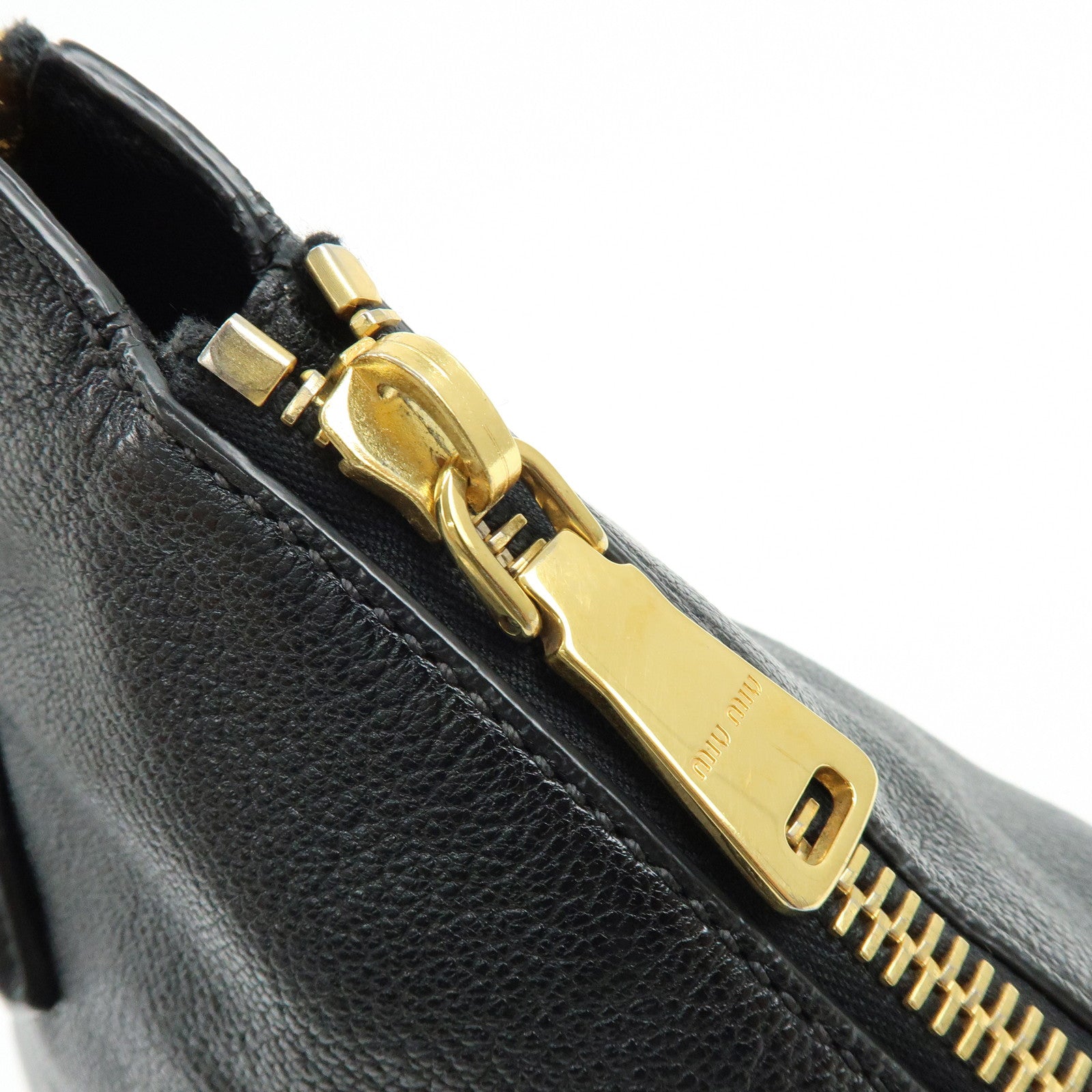 MIU MIU Leather 2Way Bag Hand Bag Shoulder Crossbody Bag Black