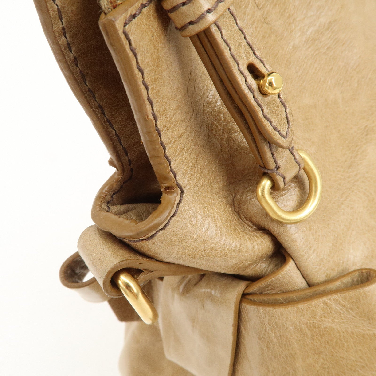 MIU MIU Leather Ribbon 2Way Bag Hand Bag Shoulder Bag Beige RT0365