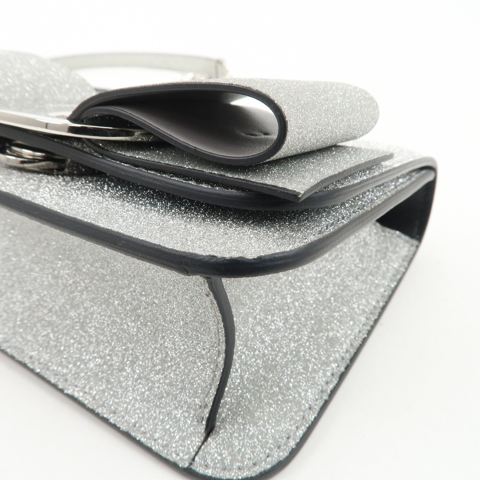 Ferragamo Vara Ribbon Leather 2WAY Bag Shoulder Bag Silver