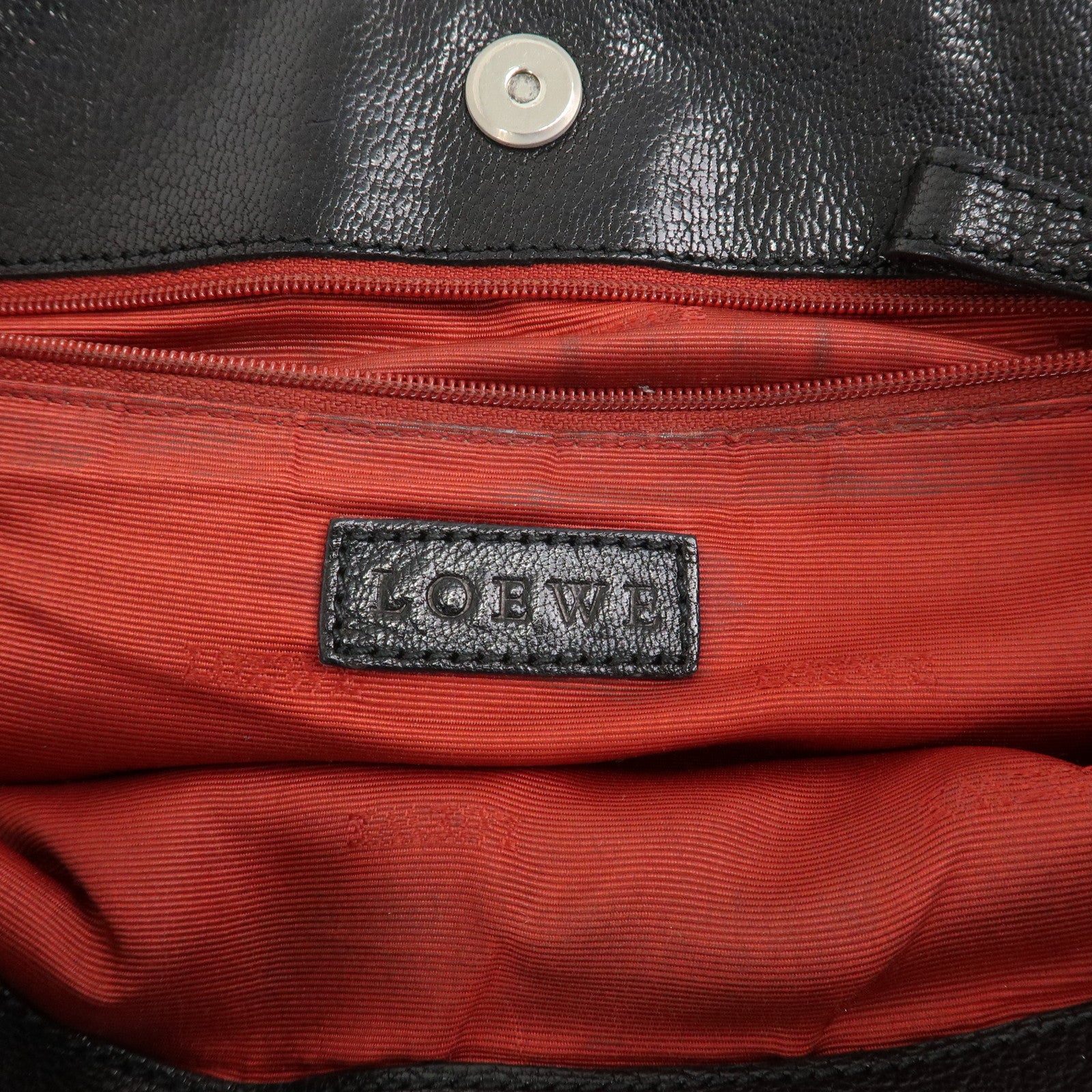 LOEWE Anagram Studs Logo Leather Shoulder Bag Crossbody Bag Black