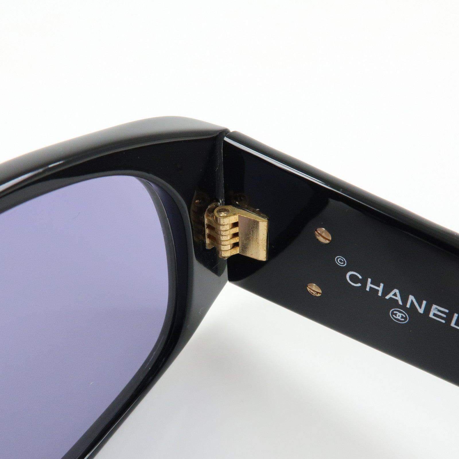CHANEL COCO Mark Matelasse Plastic Sunglasses Black 01450 94305