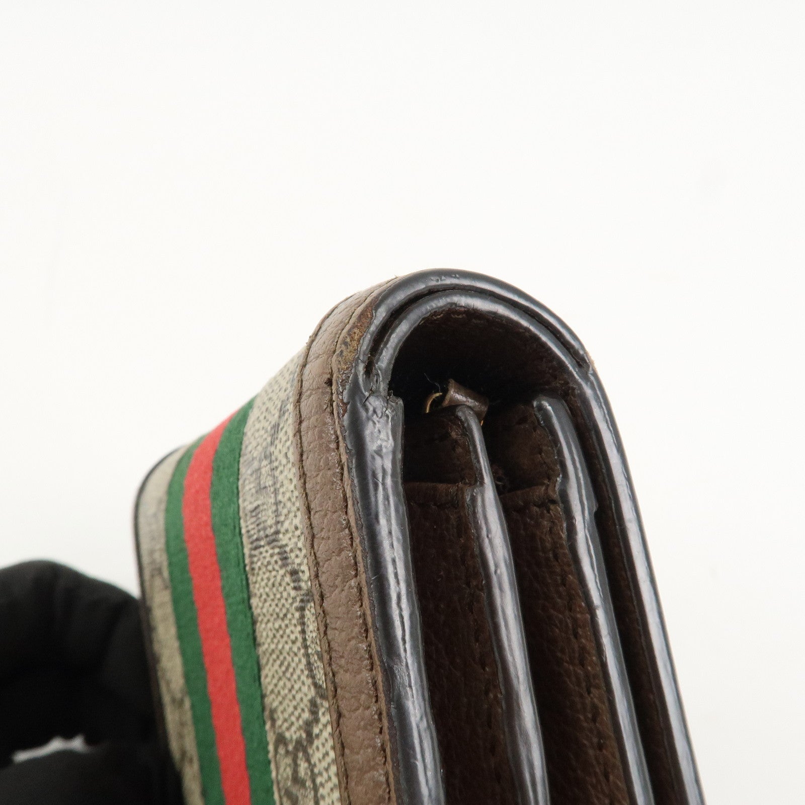 GUCCI Ophidia Sherry GG Supreme Leather Bifold Wallet 598662 Used