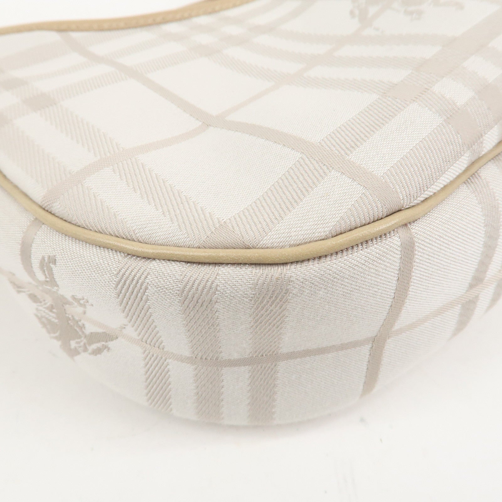 BURBERRY Canvas Leather Shoulder Bag Beige Gray Used