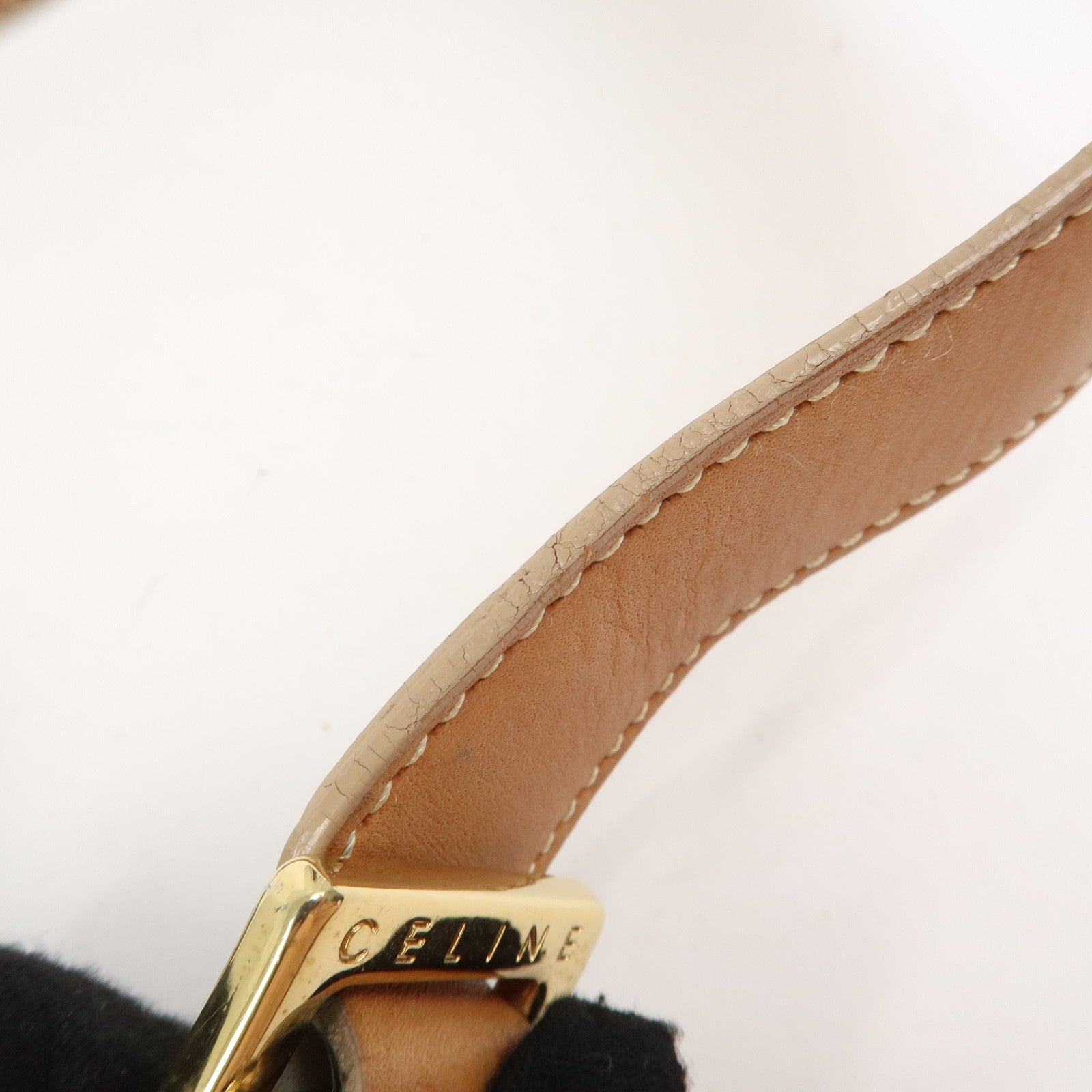 CELINE C Macadam Suede Leather Shoulder Bag Brown