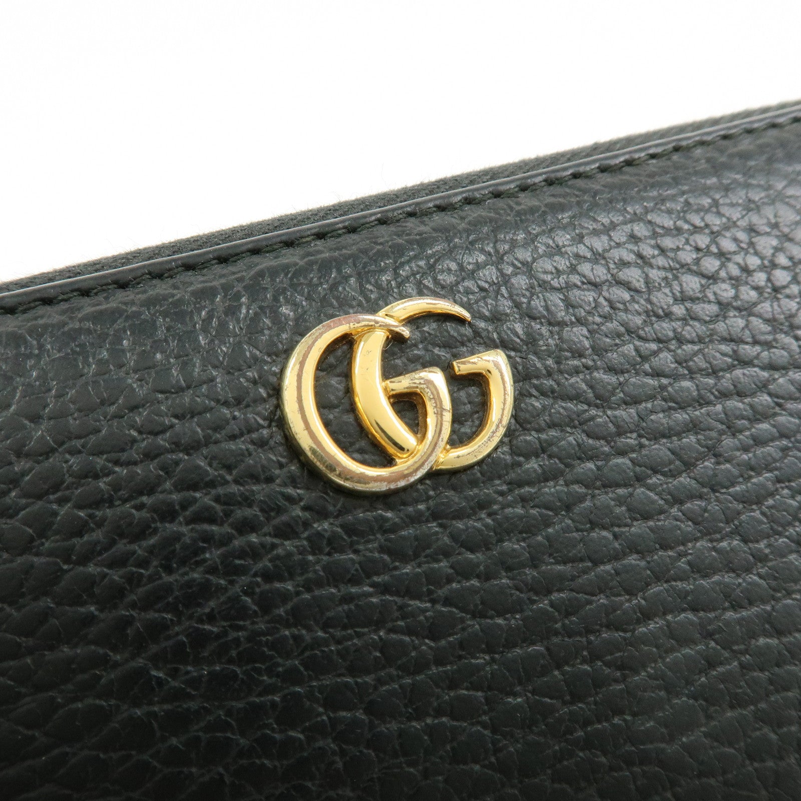 GUCCI GG Marmont Leather Round Zippy Long Wallet Black 456117
