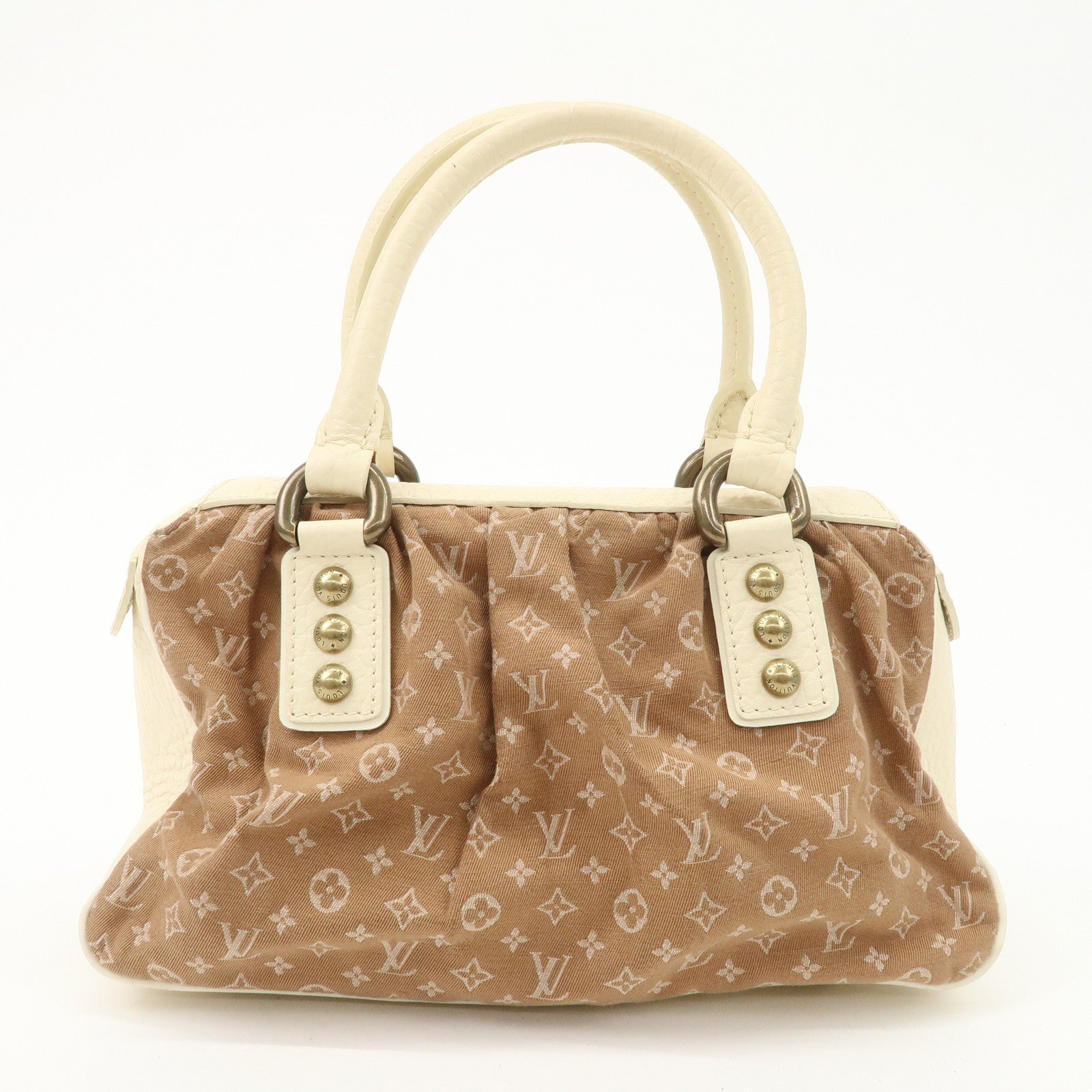 Louis Vuitton Monogram Mini Lin Trapeze PM Hand Bag Caramel M40059 Used