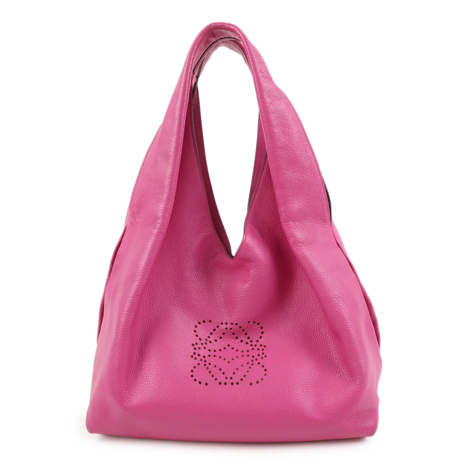 LOEWE Anagram Leather Shoulder Bag Hobo Bag Tote Bag Pink