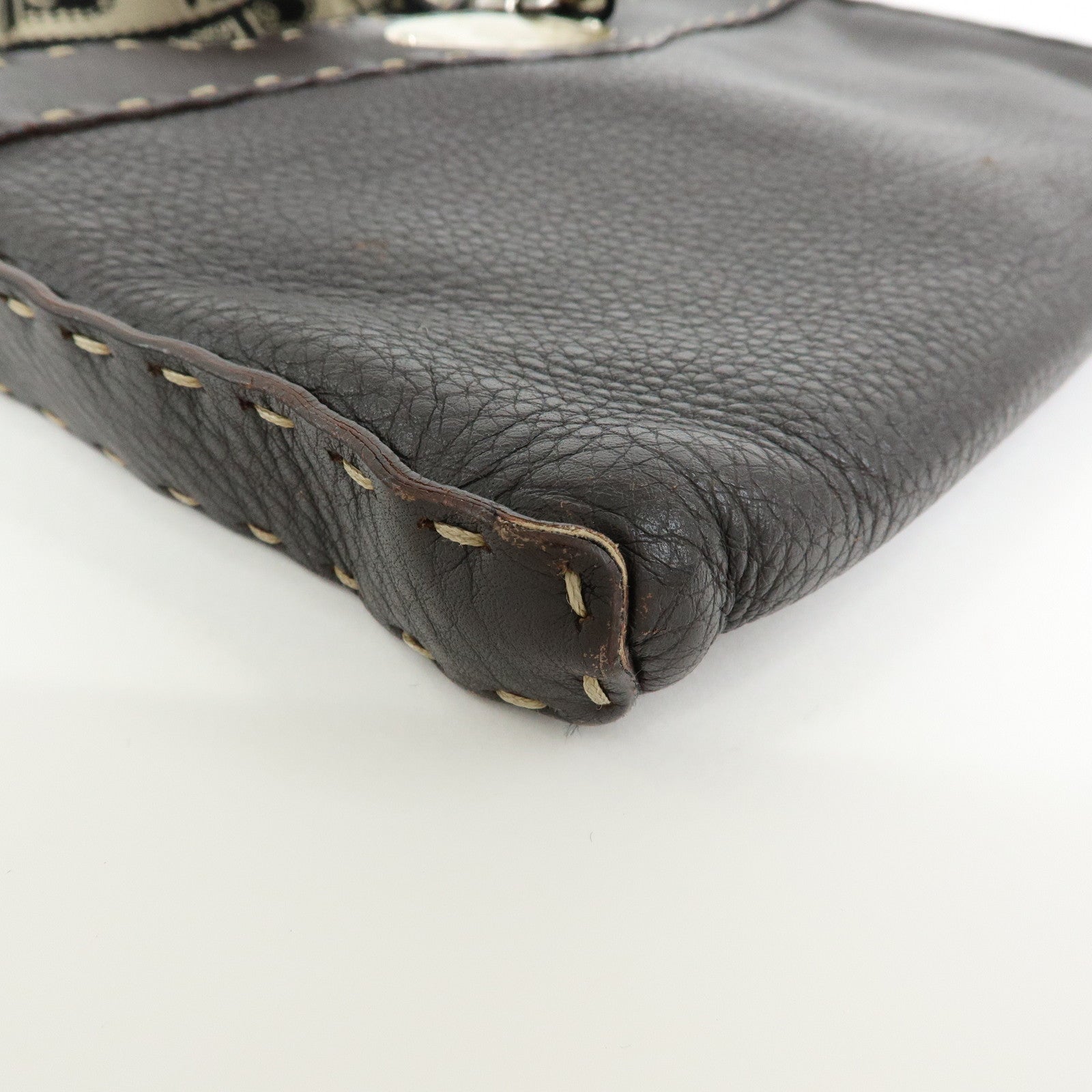 FENDI Selleria Leather Shoulder Bag Crossbody Bag Brown 8BT092