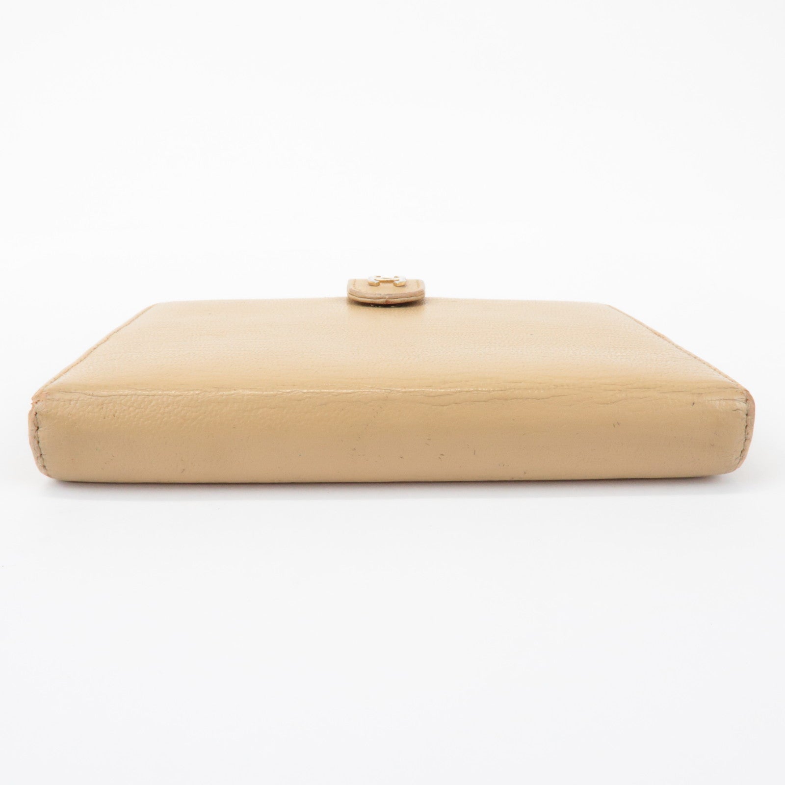 CHANEL COCO Mark Calf Leather Agenda Cover Planner Cover Beige