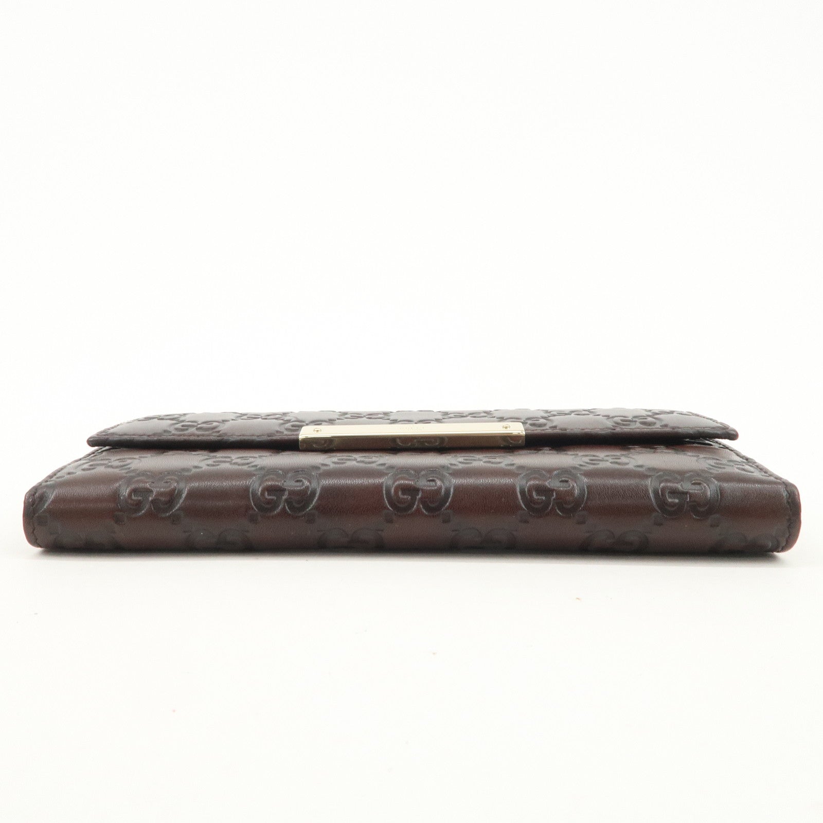 GUCCI Guccissima Leather W Hook Bi-Fold Long Wallet Brown 112715