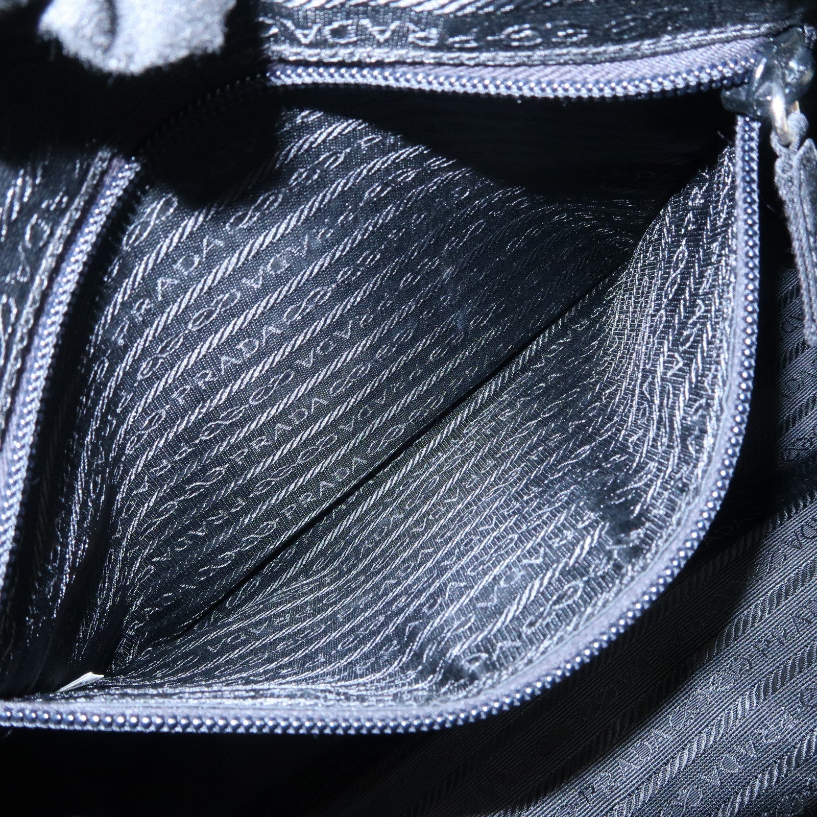 PRADA Triangle Logo Nylon Leather Hand Bag Boston Bag Black