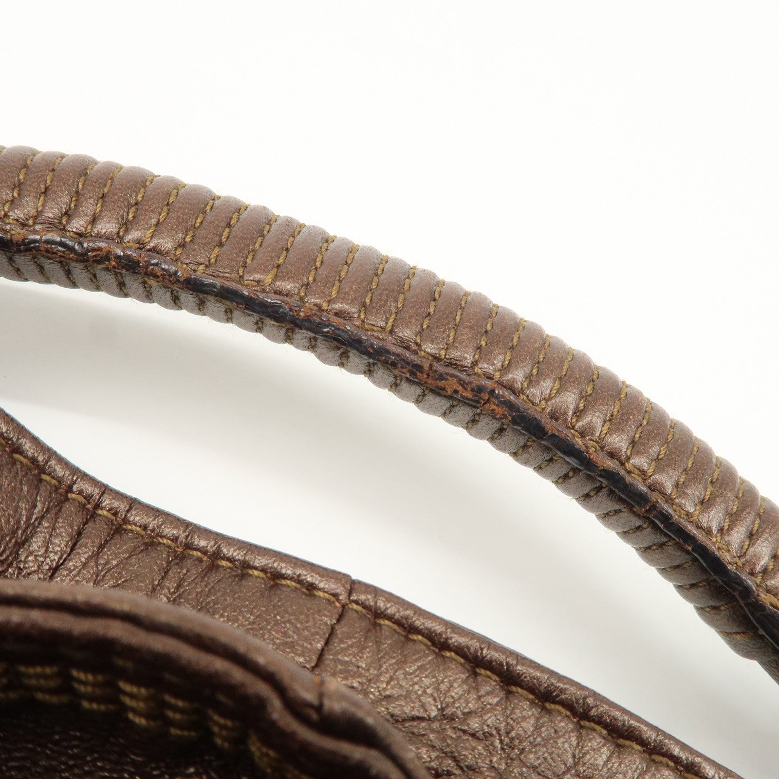 LOEWE Anagram Leather Nappa Aire Hand Bag Tote Bag Brown Used