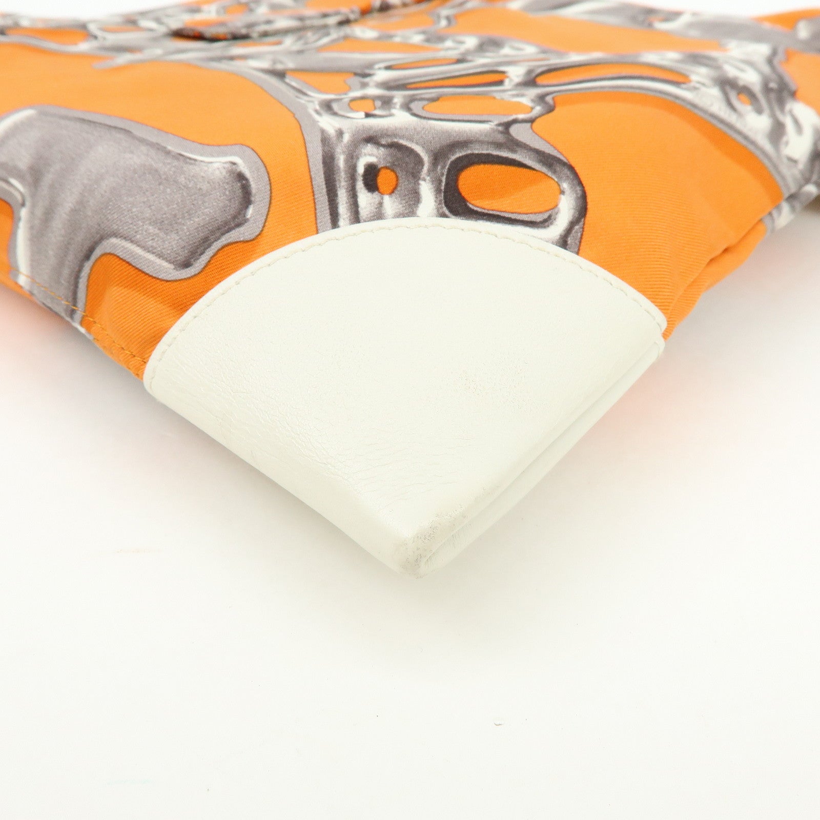 HERMS Silk Leather Silky City PM □O Stamped Shoulder Bag Orange