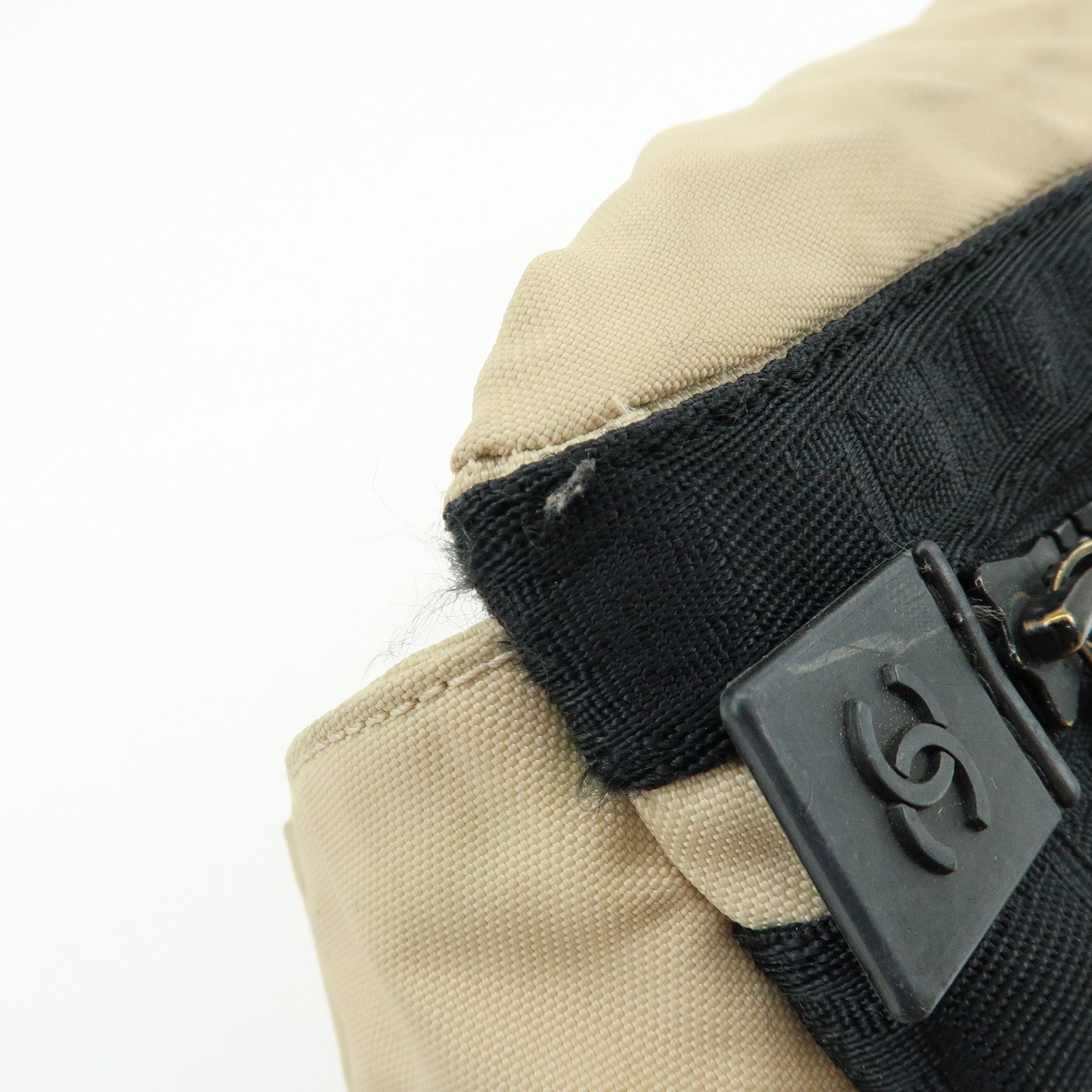 CHANEL Sports Line Nylon Banana Bag Waist Bag Crossbody Bag Beige