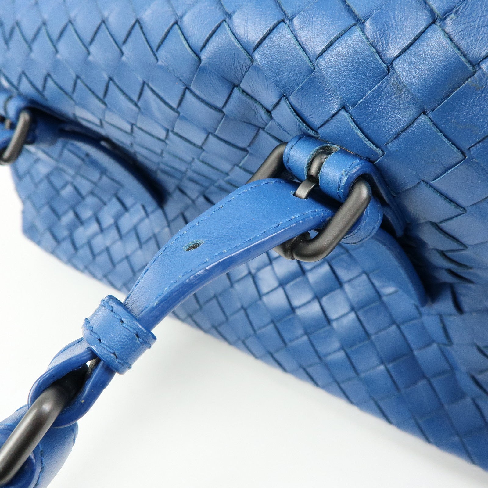 BOTTEGA VENETA Intrecciato Nappa Leather Boston Bag Hand Bag Blue