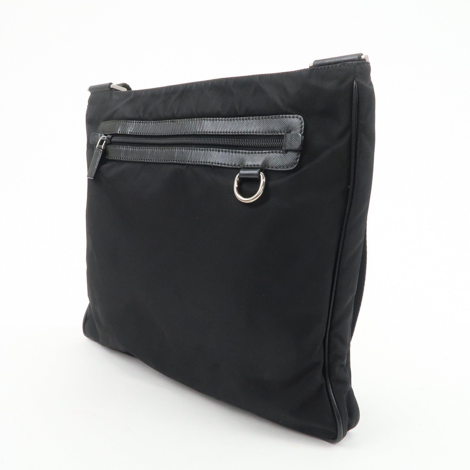 PRADA Triangle Logo Nylon Leather Shoulder Bag Crossbody Bag VA0348