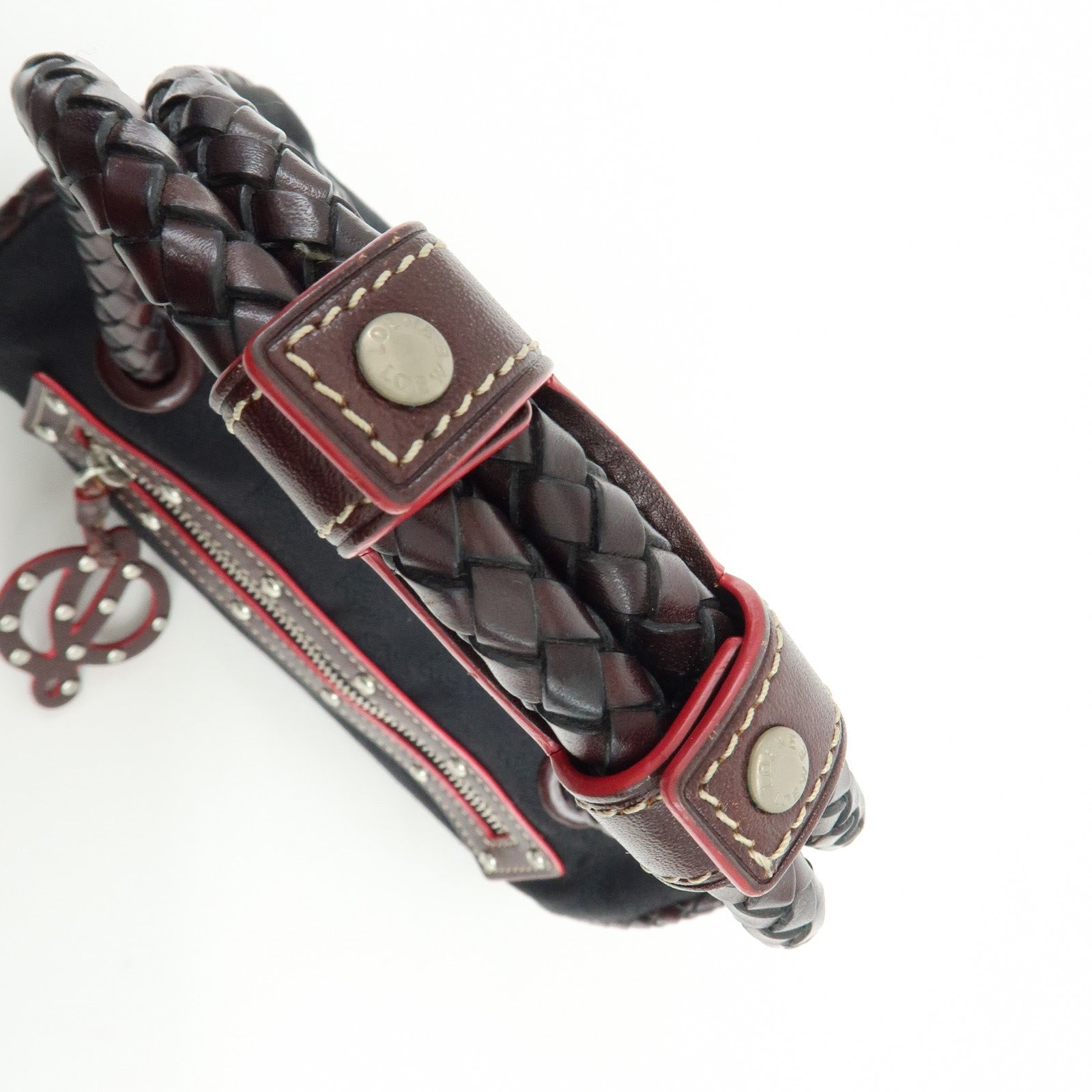 LOEWE Anagram Leather Mini Hand Bag Black Dark Brown