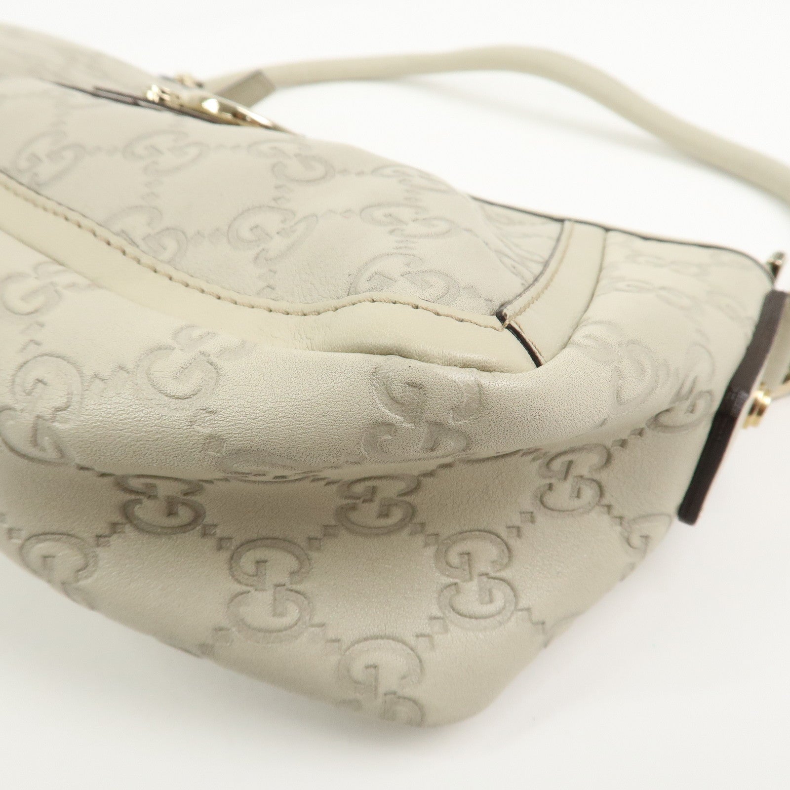 GUCCI Abbey Guccissima Leather Shoulder Bag Hand Bag Ivory 130939