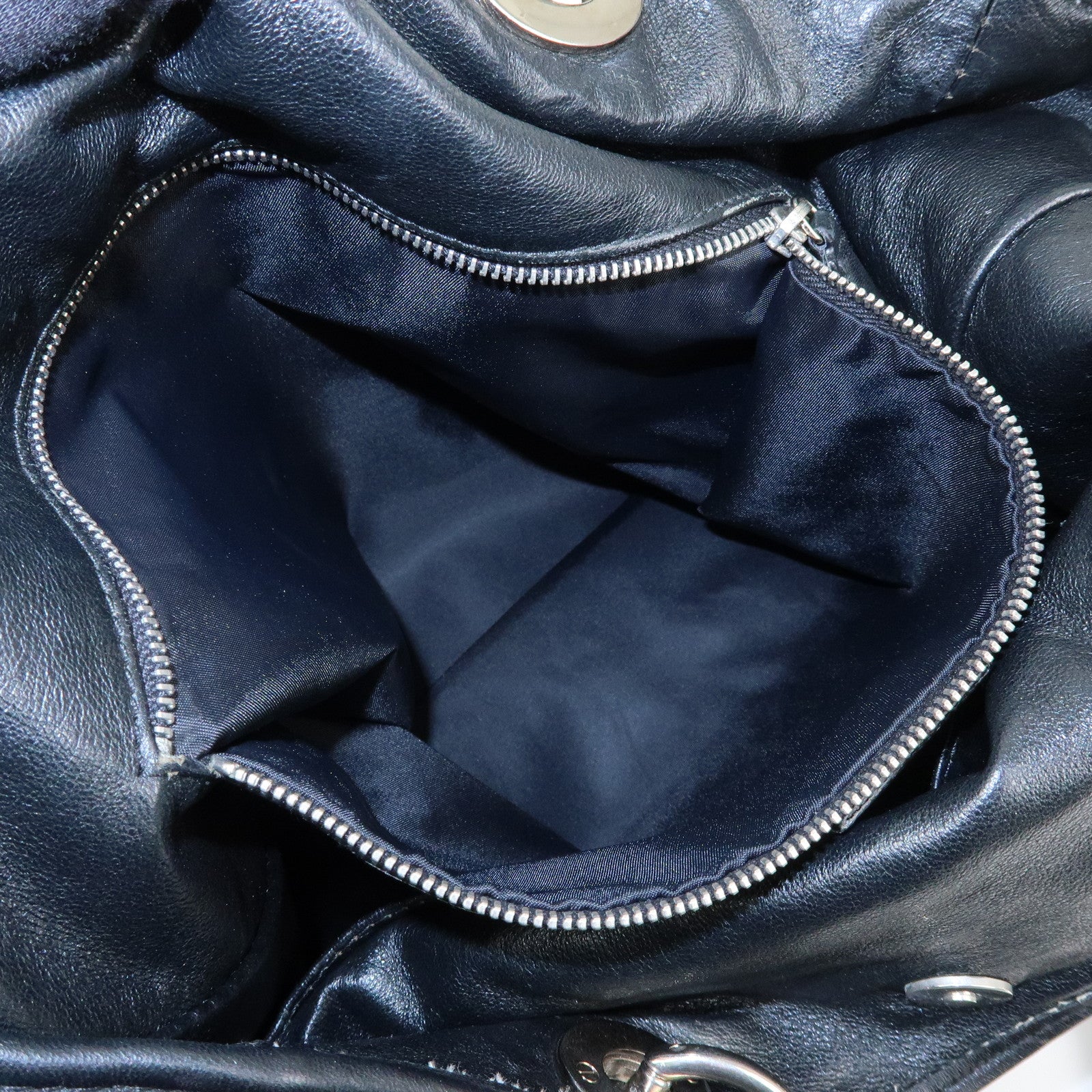 Christian Dior Woven Leather Tote Bag Shoulder Bag Black