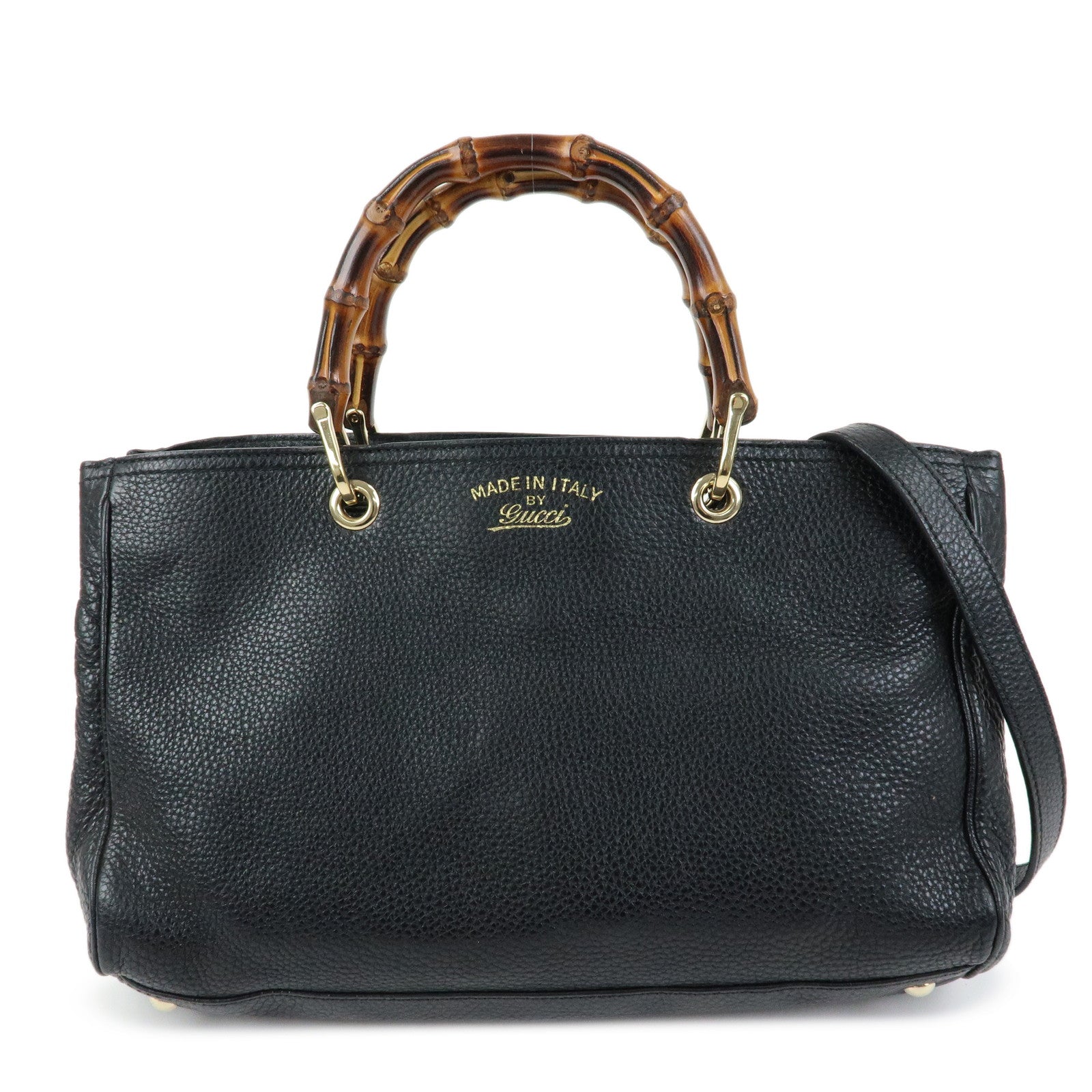 GUCCI Bamboo Leather Shopper Medium 2Way Bag Shoulder Bag 323660