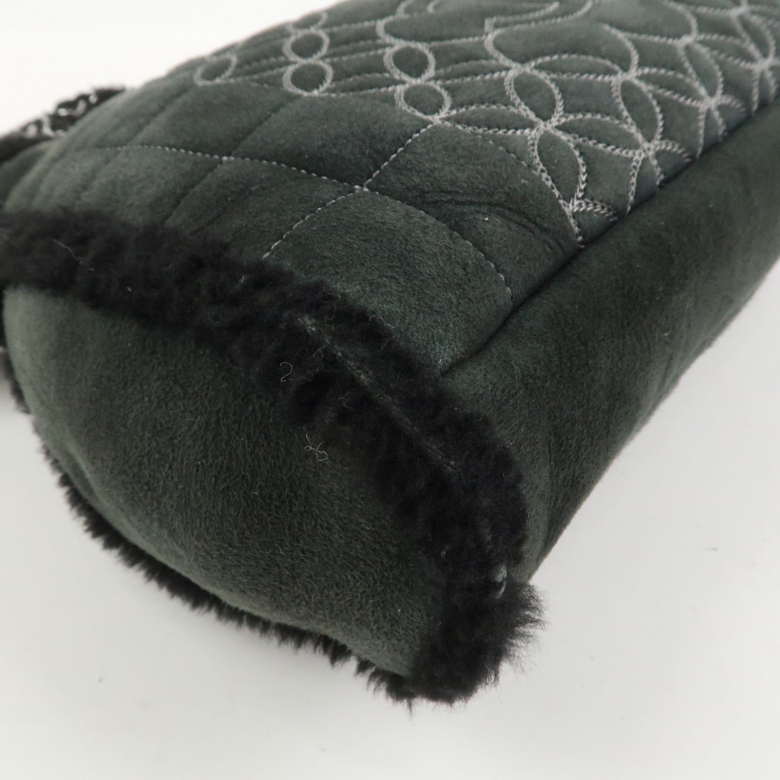 CHANEL Mouton Leather Chain Shoulder Bag Hand Bag Black Silver