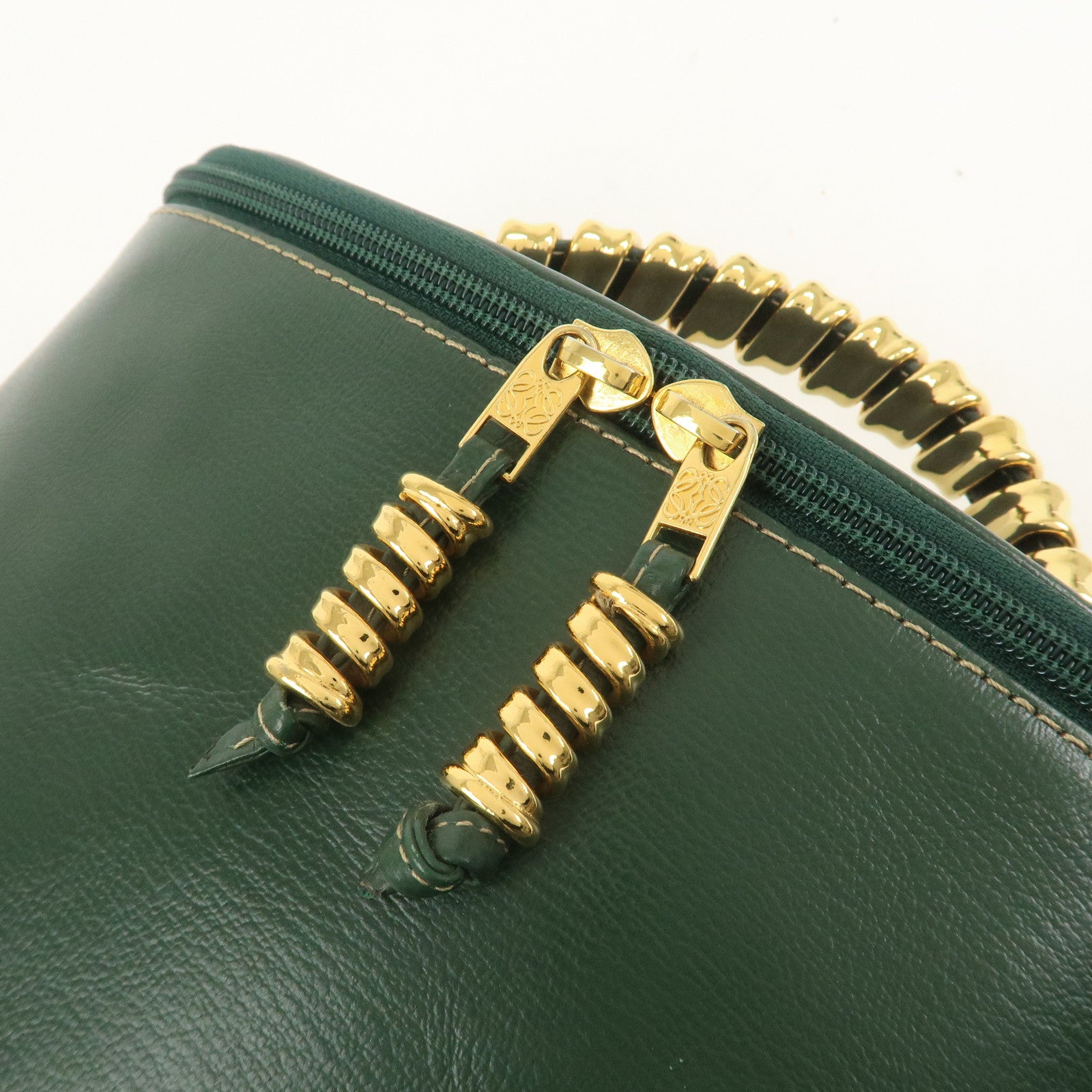 LOEWE Velazquez Calf Leather Hand Bag Vanity Bag Green