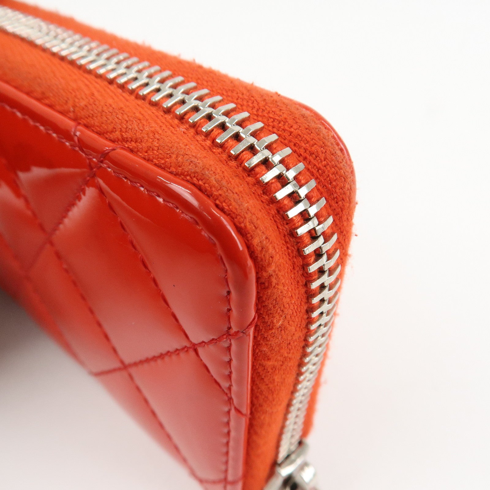 CHANEL Matelasse Patent Leather Card Case Coin Case Red