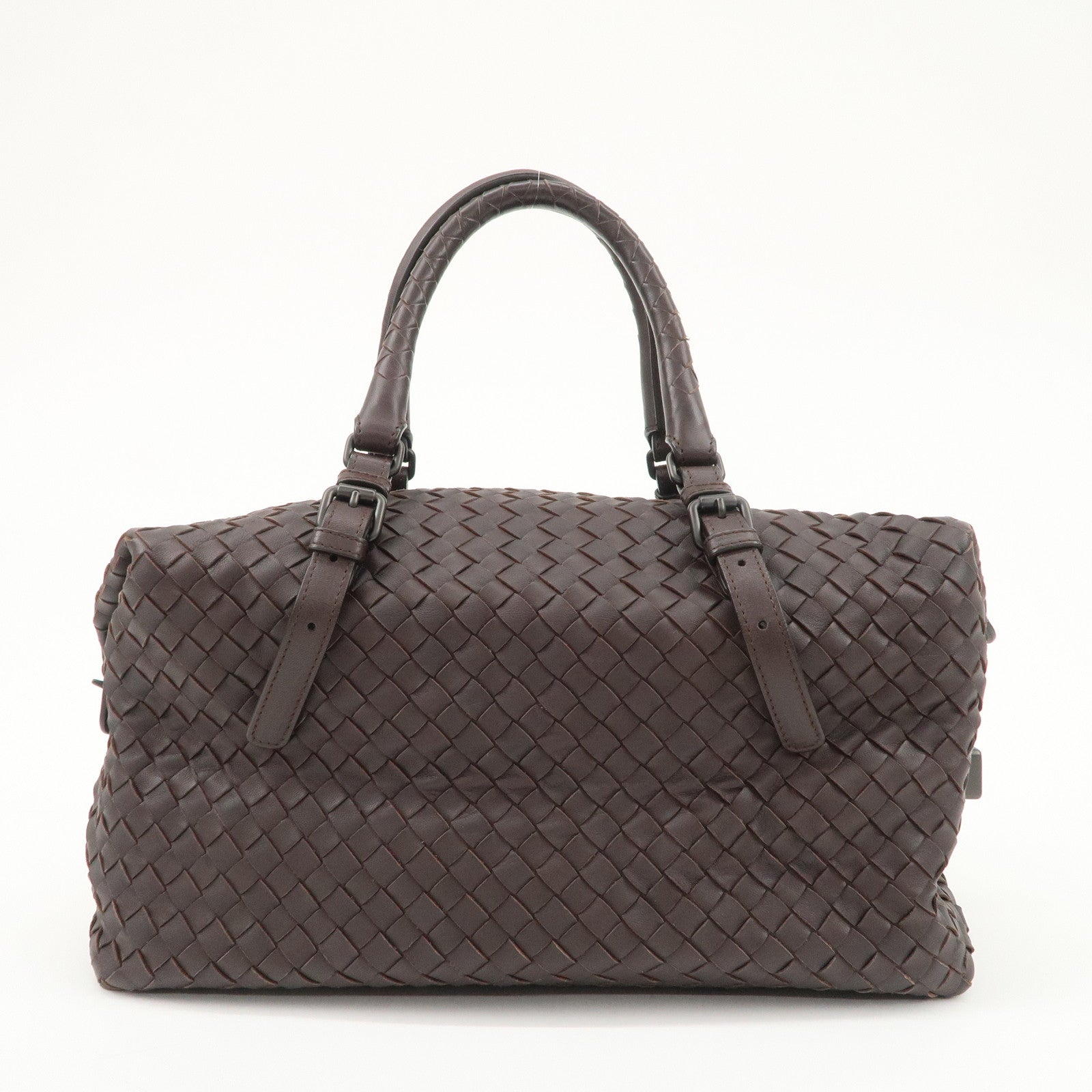 BOTTEGA VENETA Intrecciato Montaigne Leather Boston Bag Brown 173398 Used