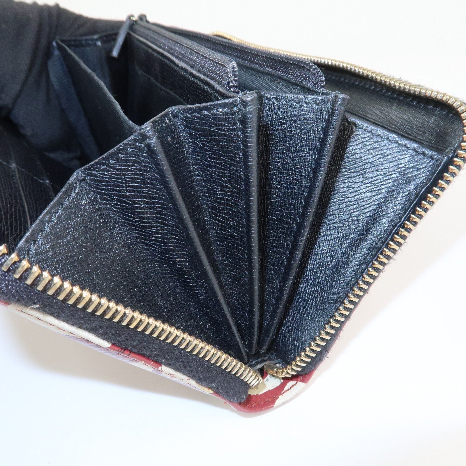 GUCCI Interlocking G Leather Leopard Round Zippy Long Wallet 309705